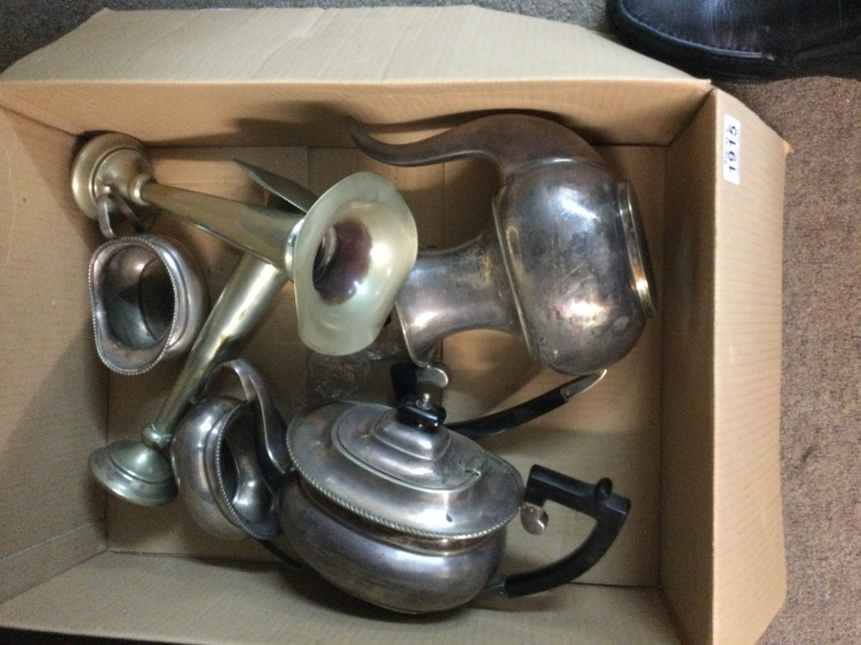 A silver plated tea set and other plated ware various.