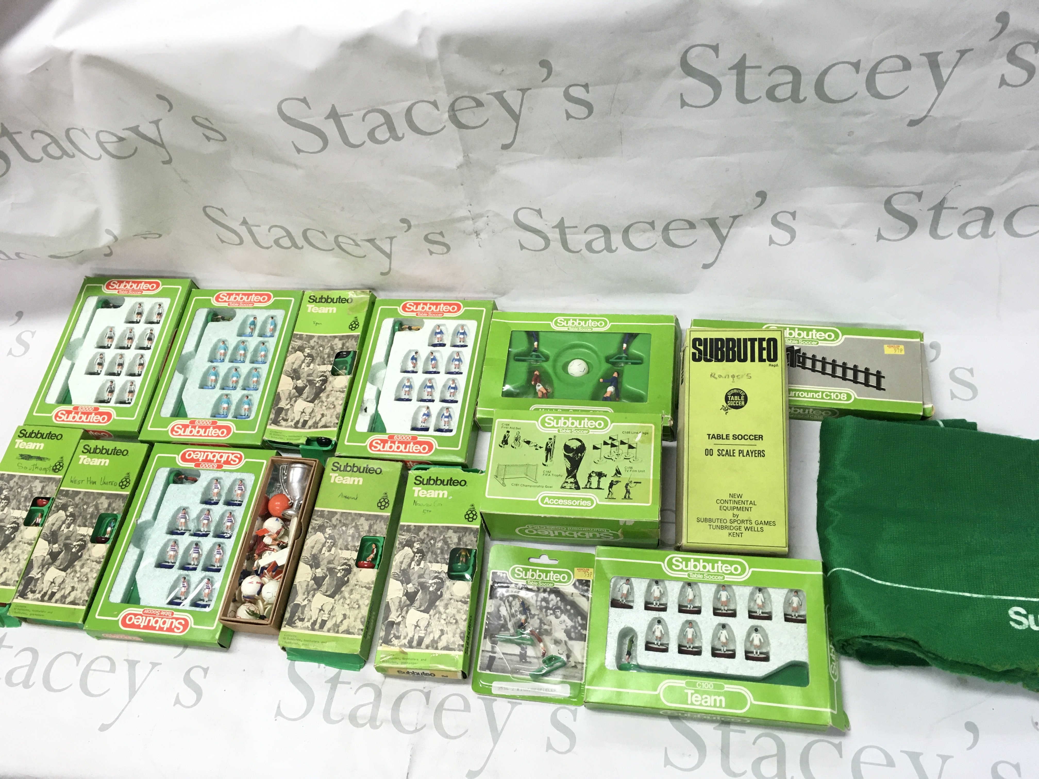 A collection of various subbuteo items including teams etc. Postage B