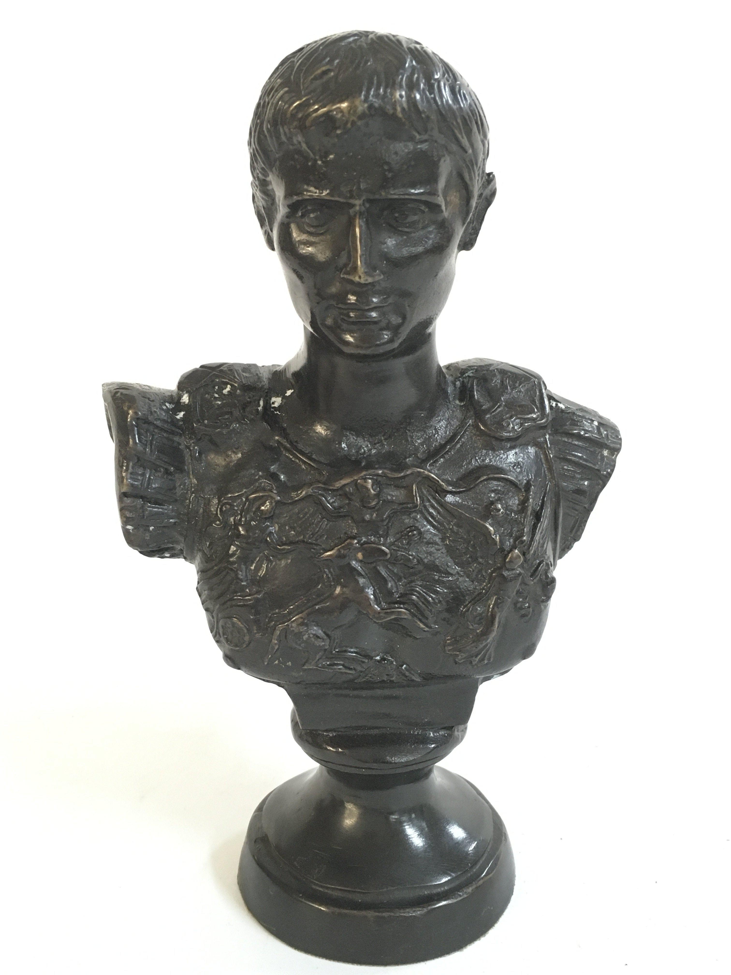 A bronze bust of a Roman emperor, 18cm tall. Postage category B