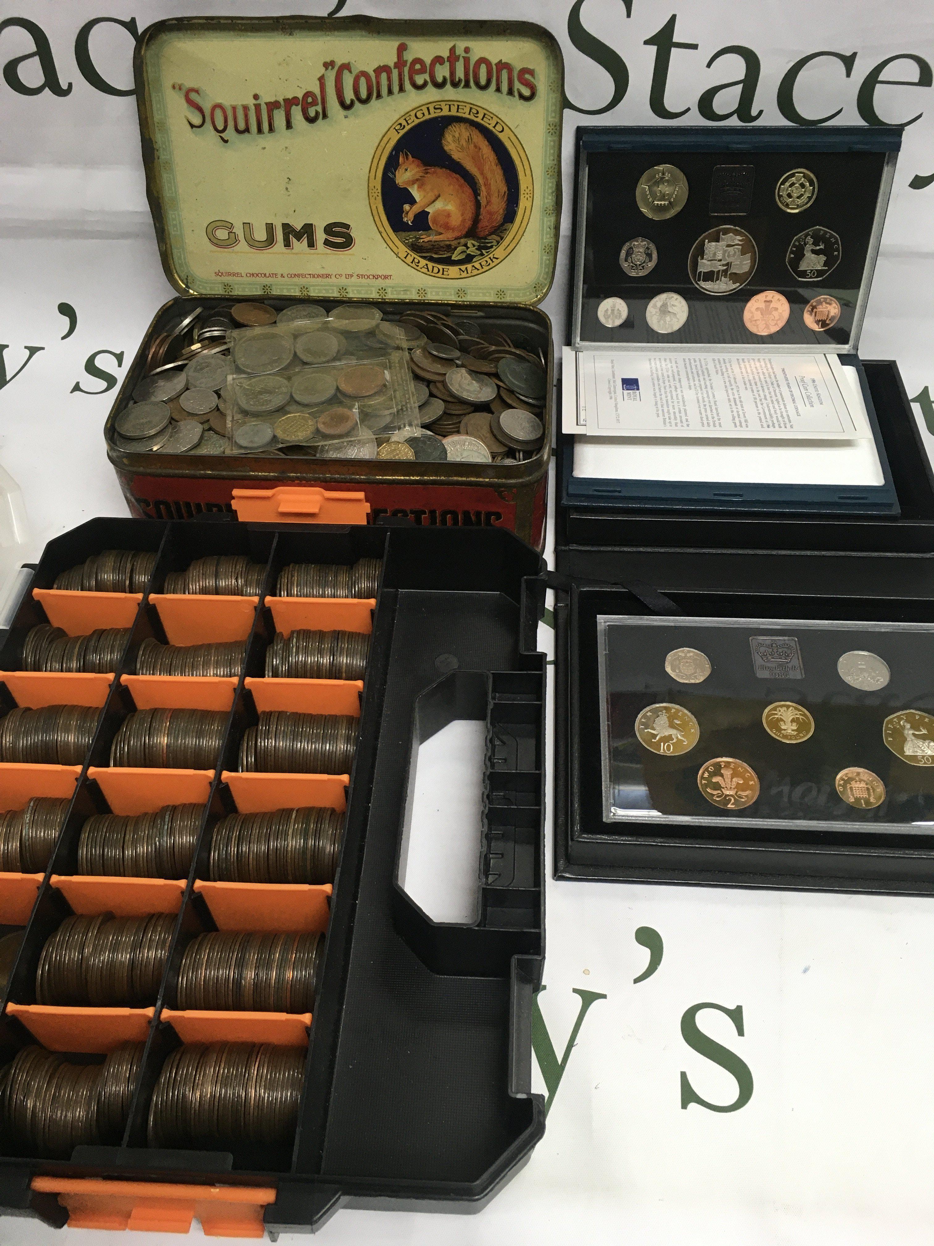 A collection of GB coinage including two proof sets, Victorian penny's etc. Shipping category D.
