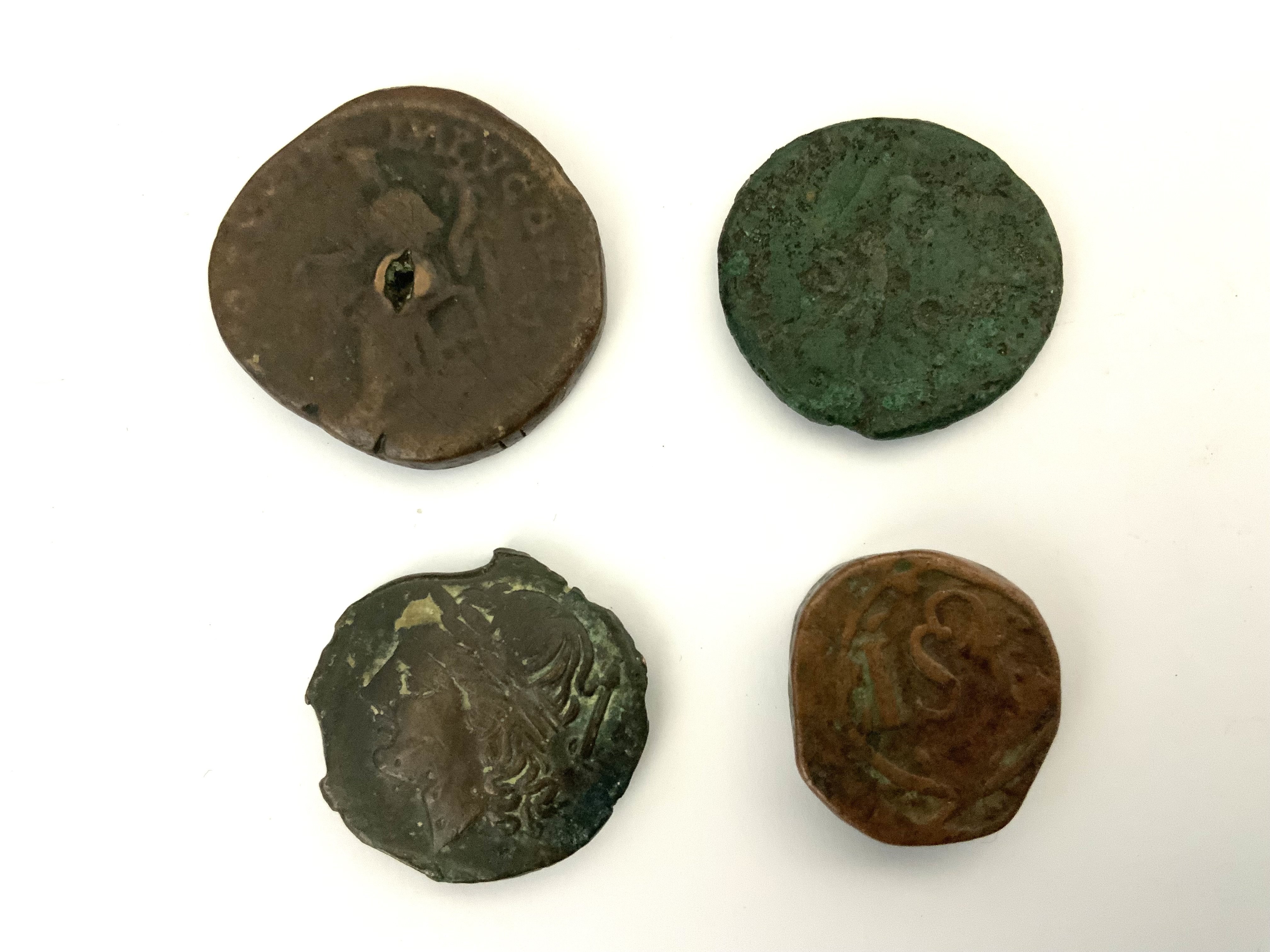 Ceylon 1 Styver c.1660, together with 3 Early roman bronze coins.
