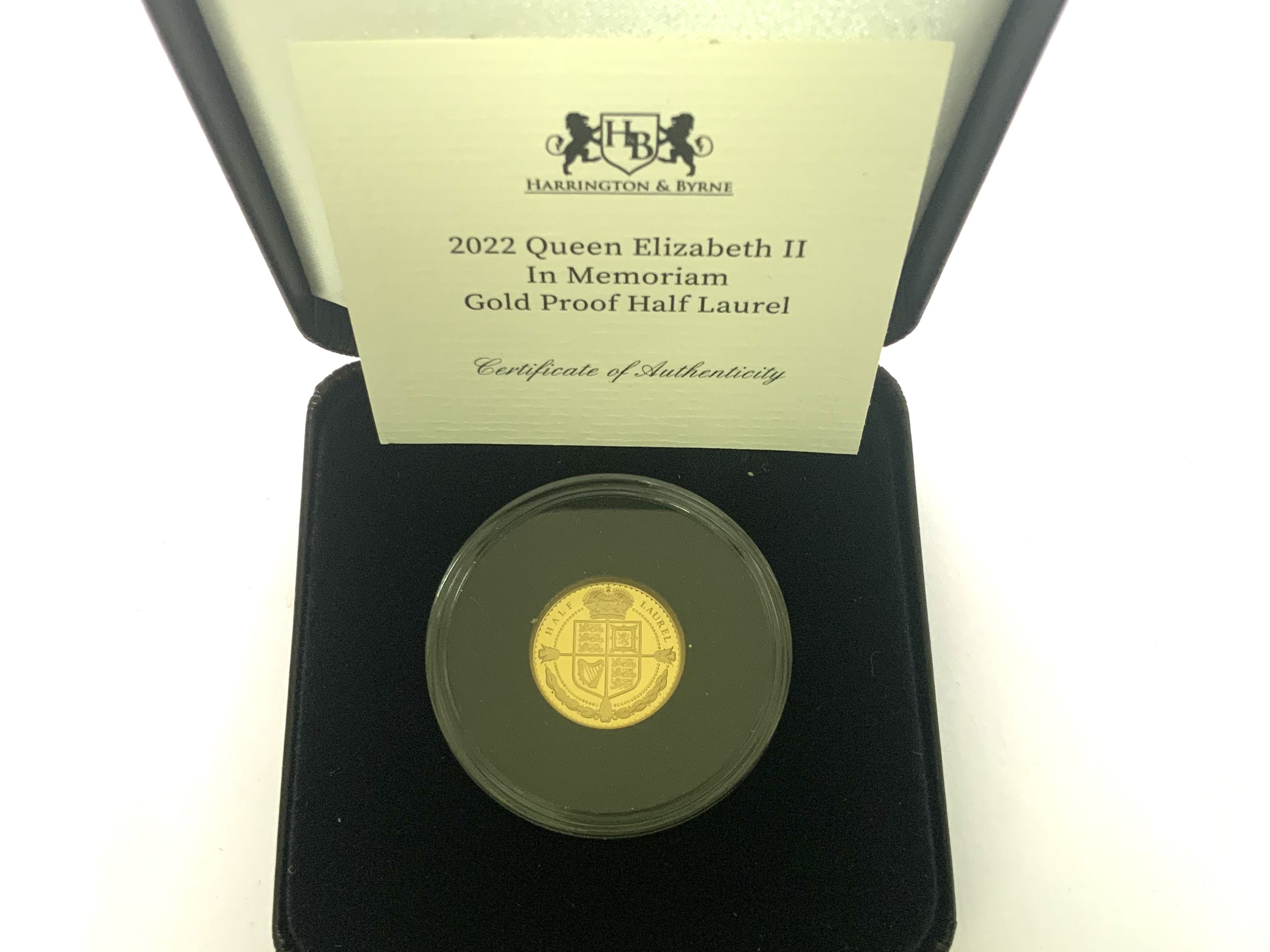 2022 Queen Elizabeth II Gold proof half Laurel. Harrington & Byrne.