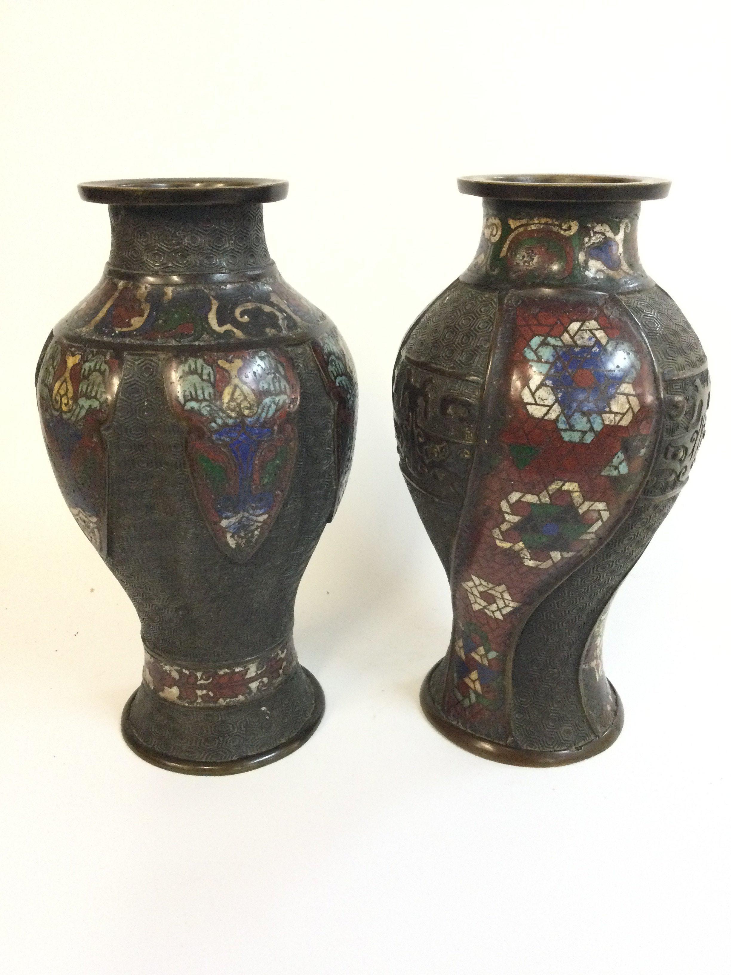 Two Chinese bronze vases , approx 25cm tall. Postage category C