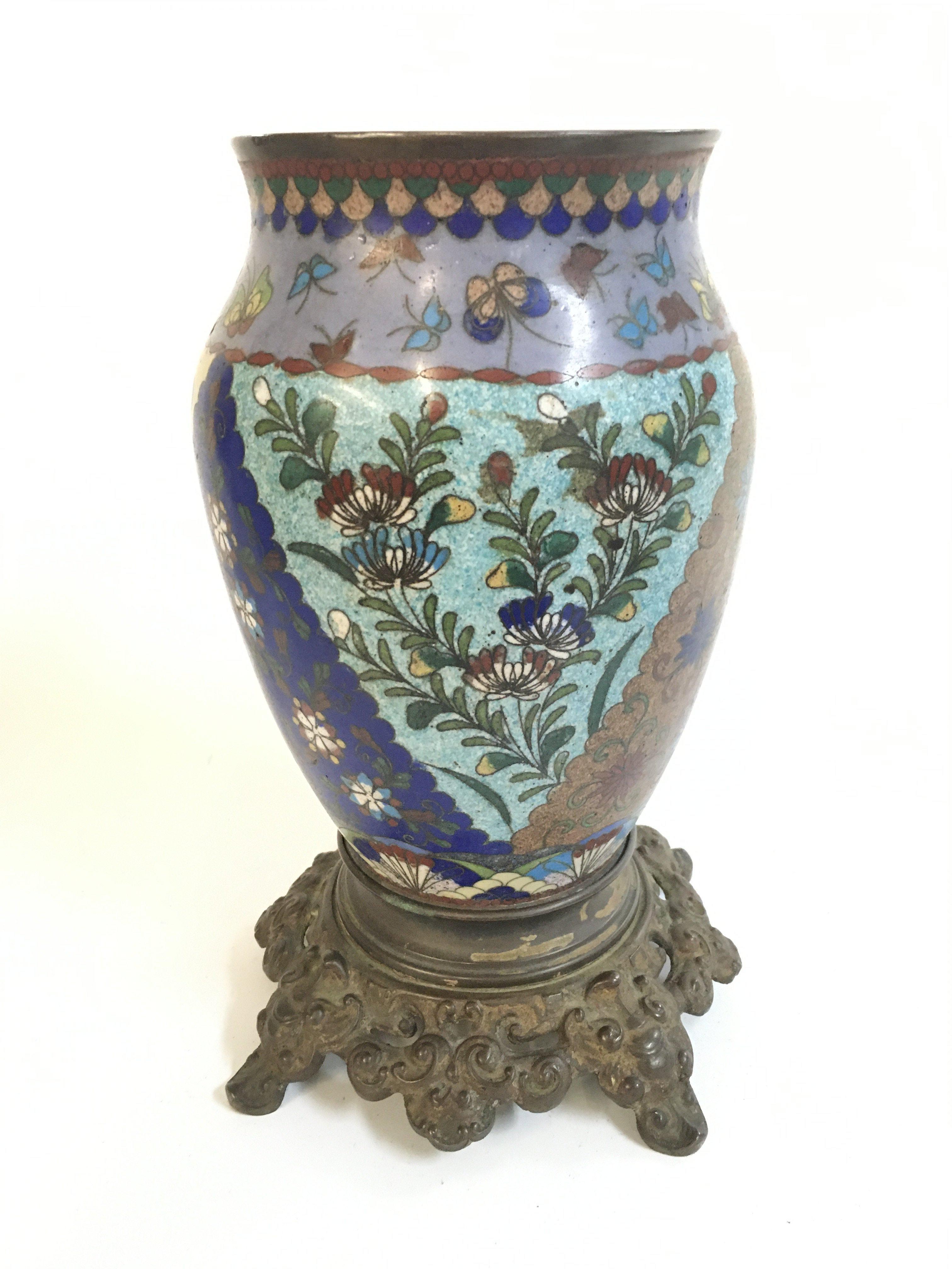 A Japanese cloisonne vase , 23.5cm tall Approx. Postage category C