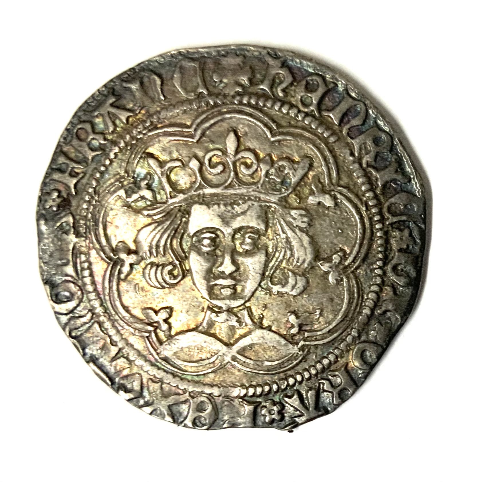 Henry VI (1422-1461), Silver Groat, Calais mint.London, crowned facing bust, leaf on neck, pellets by crown, rev. long cross patonce, 3.89g, (S.1917, N.1505). Old cabinet tone, good very fine.