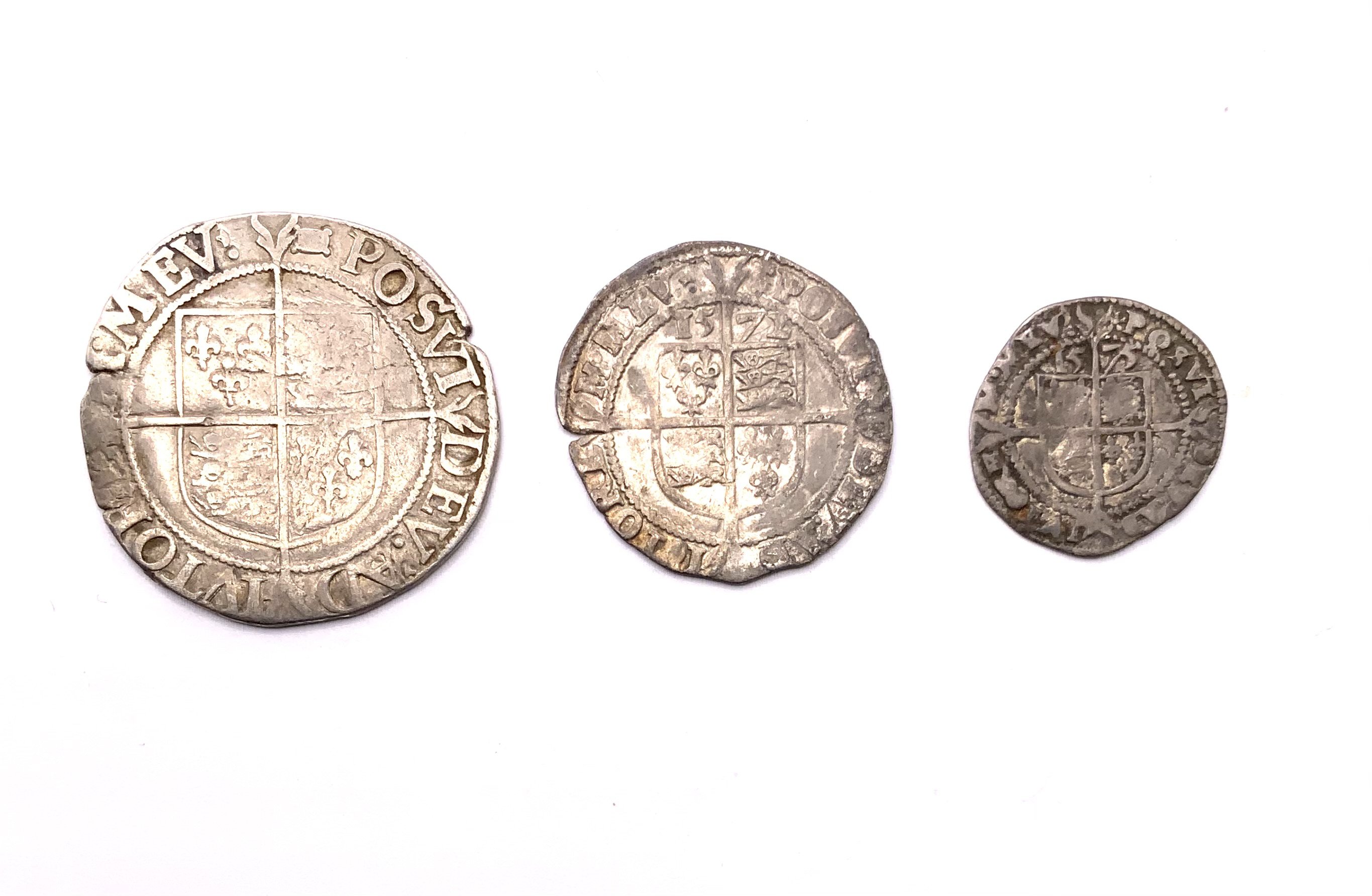 Great Britain, Elizabeth 1st (1558-1603) Shilling VF, Sixpence VF, Threepence VF.
