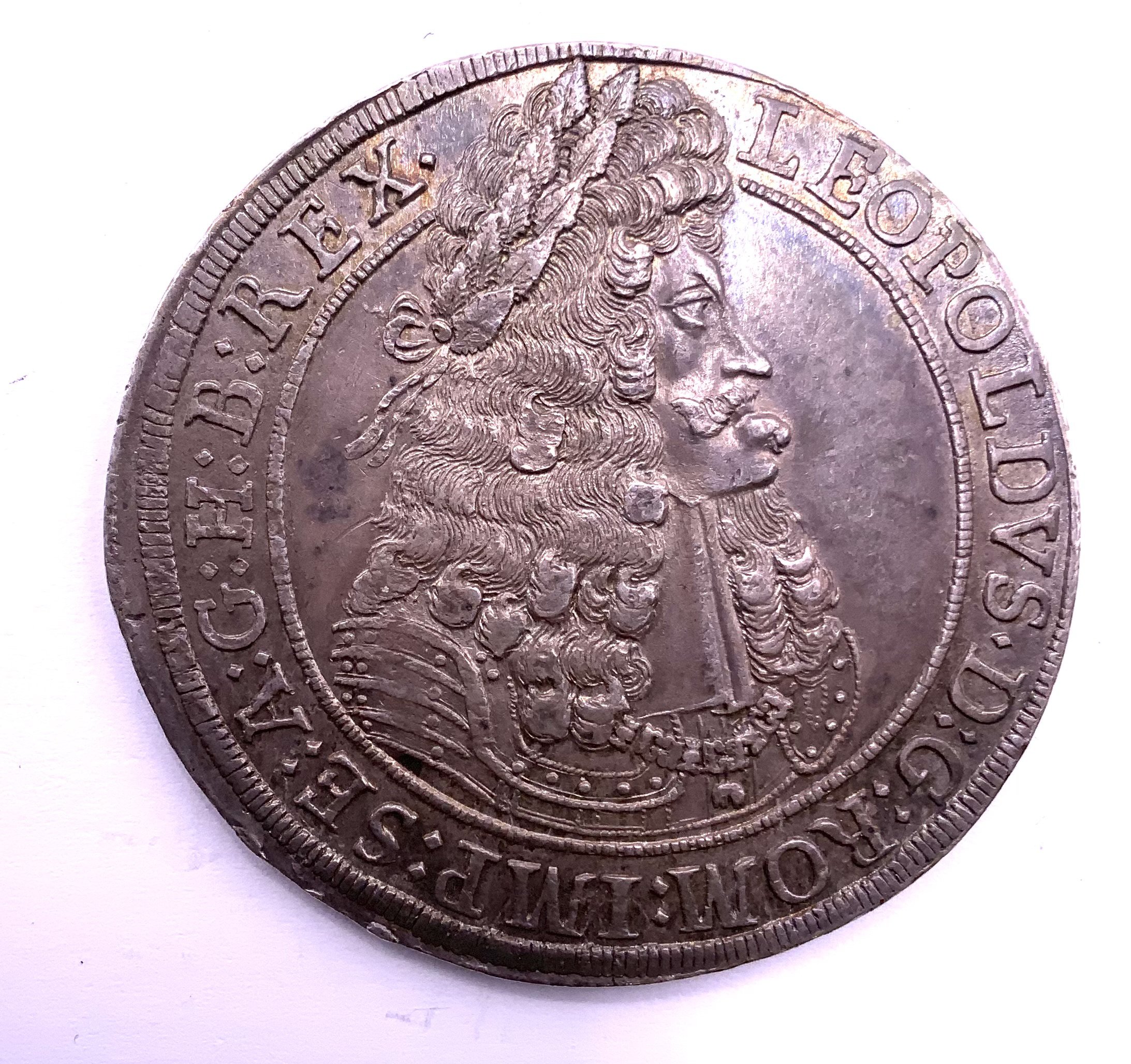 Austrian Empire , Archduke Leopold I (1657-1705), 1 Thaler, Silver (.875) 29.02g, 41mm.