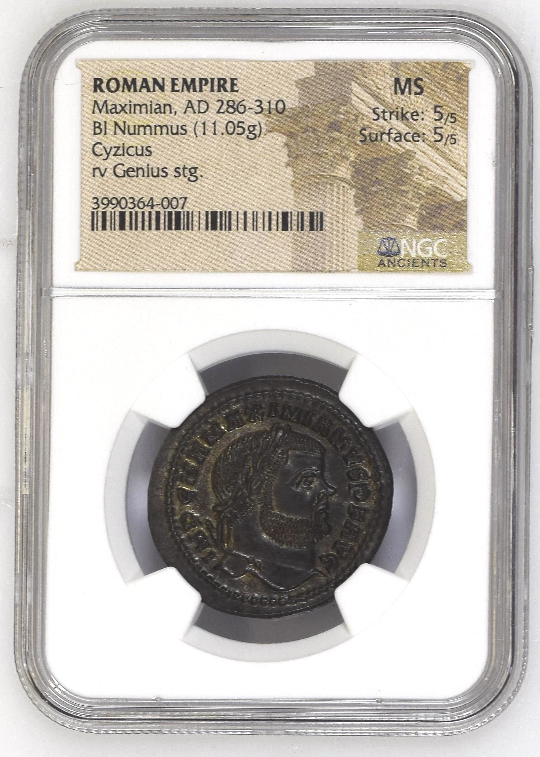 Roman. Maximian, AD 286-310 ROMAN EMPIRE BI Nummus, Grade MS Strike: 5/5 Surface: 5/5 Strike: 5/5 Surface: 5/5.
