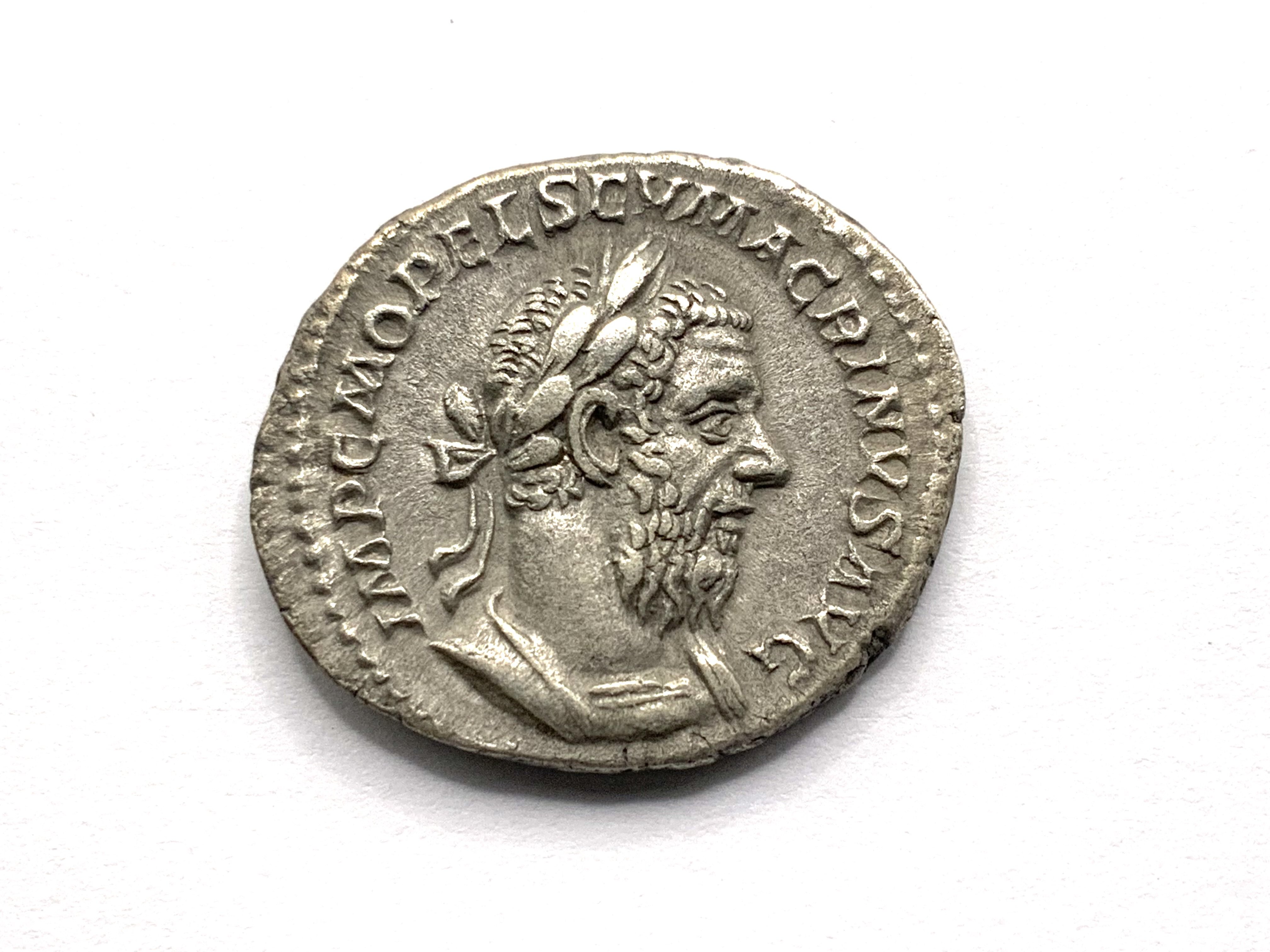 Silver Denarius of Macrinus, Rome, 217 - 218.