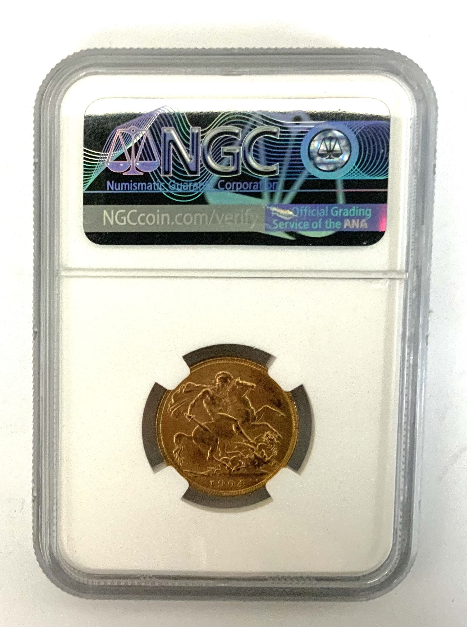 1904 Edward VII Full Sovereign, NGC graded MS61 (Encapsulated).