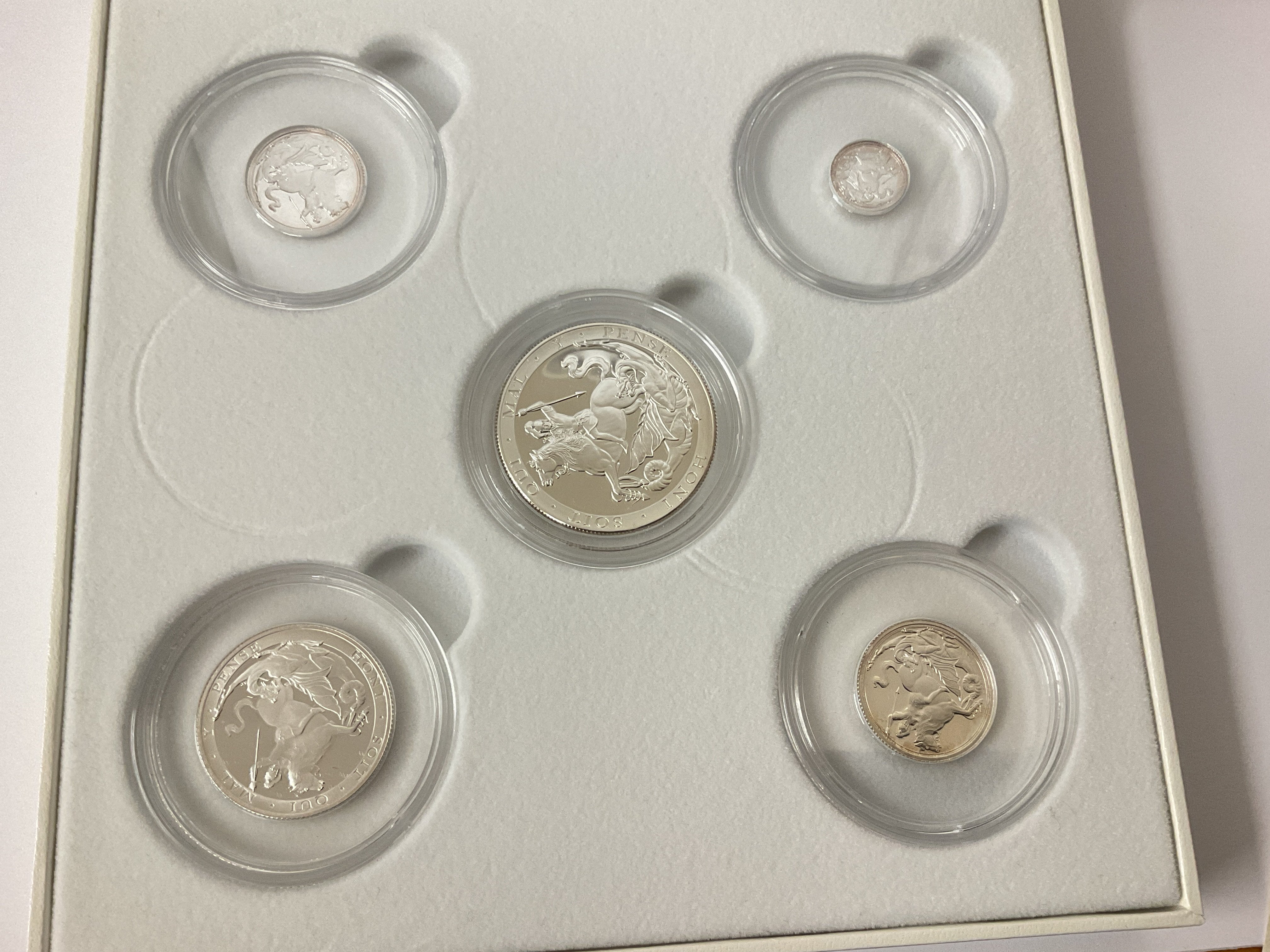 Silver sovereign cased five coin set 2016. Postage category B