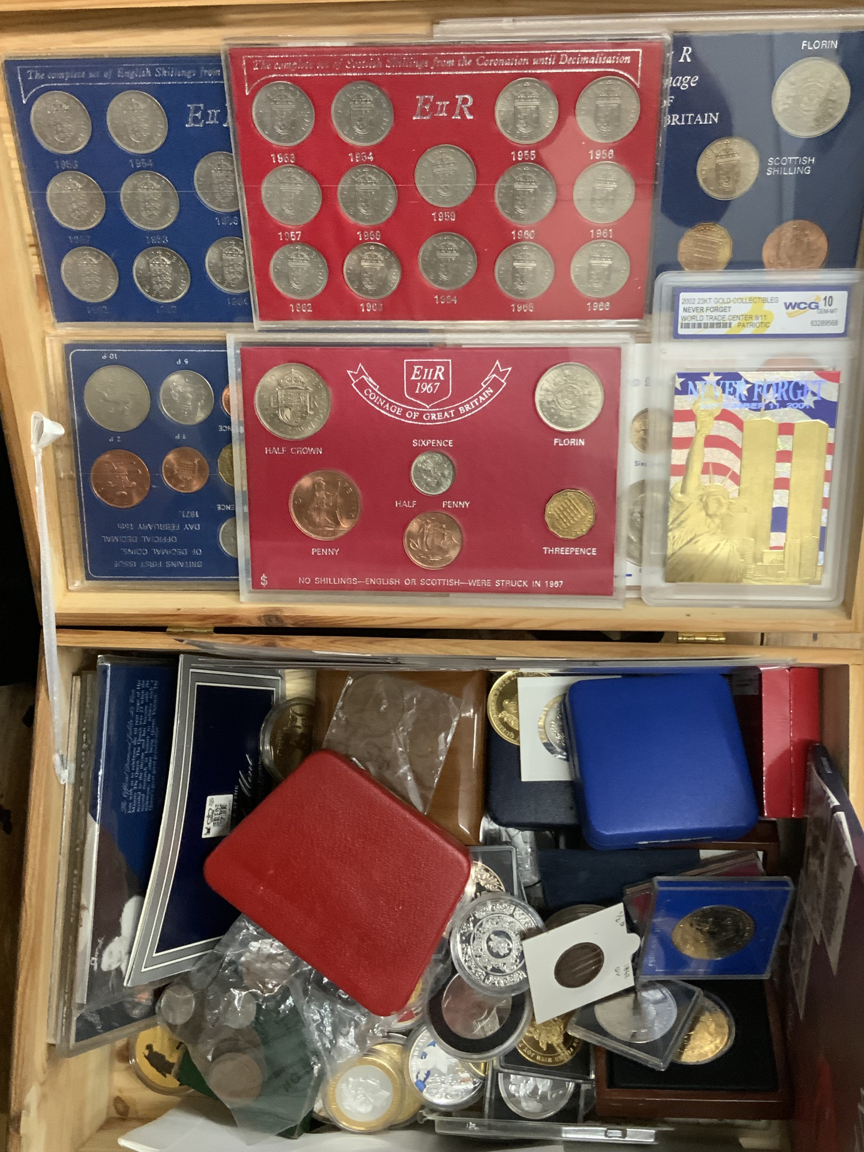 A large collection of commemorative coinage and mixed presentation coins.