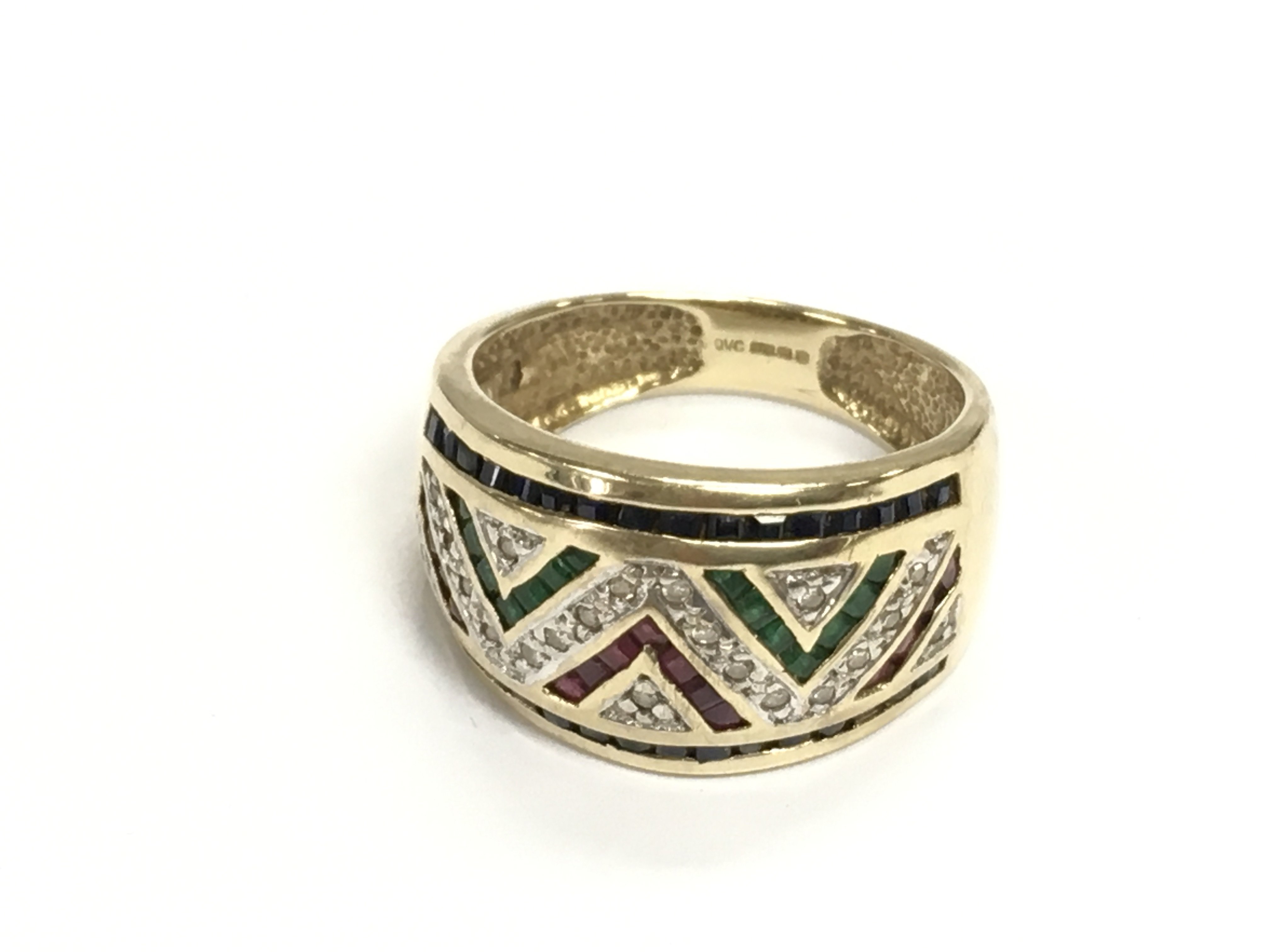 A 9ct gold multi stone ring size R and 5.16g Postage B