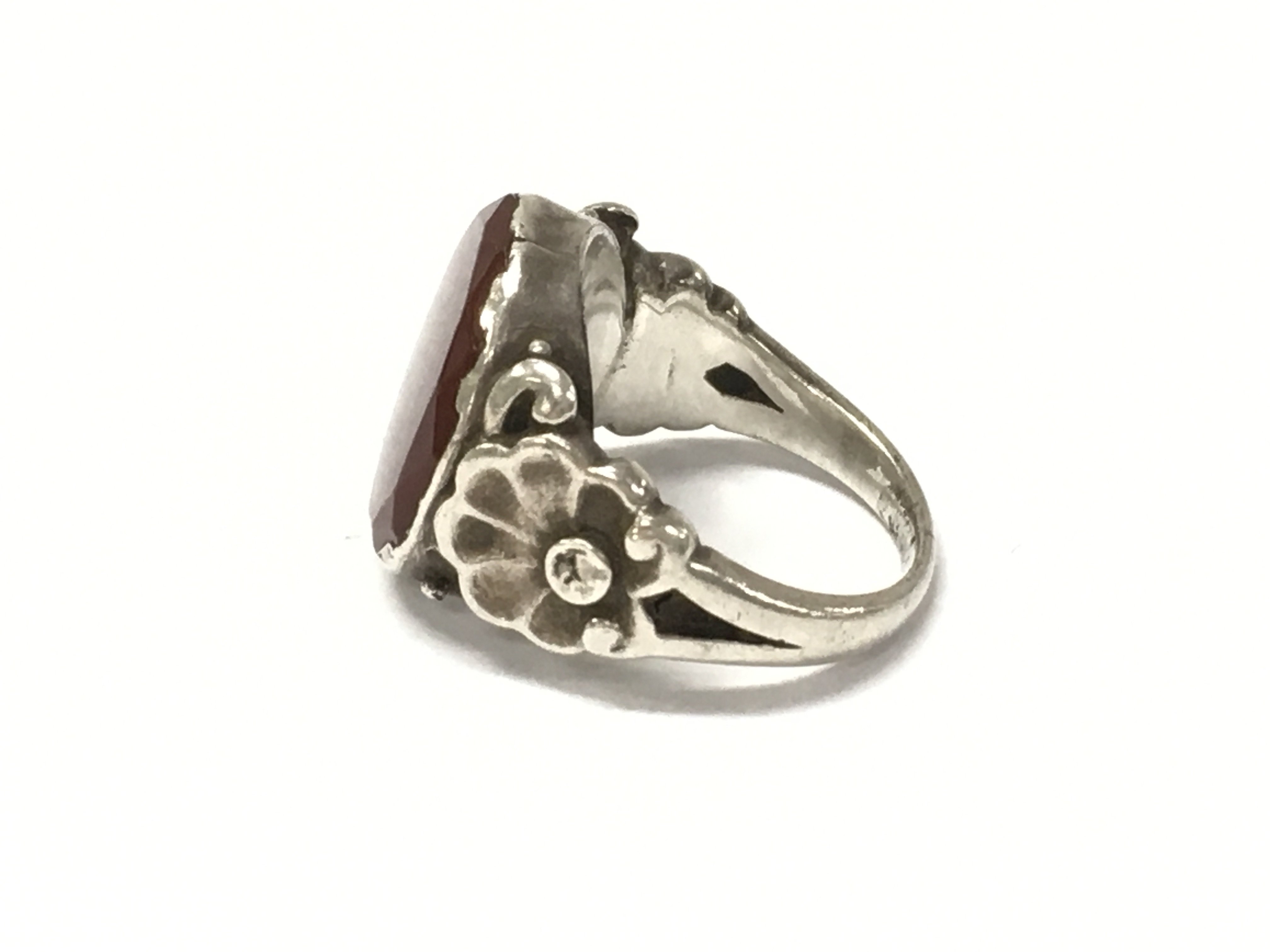 A Georg Jensen 830 silver ring model 26. Ring size N, 7.2g total weight. Postage category A