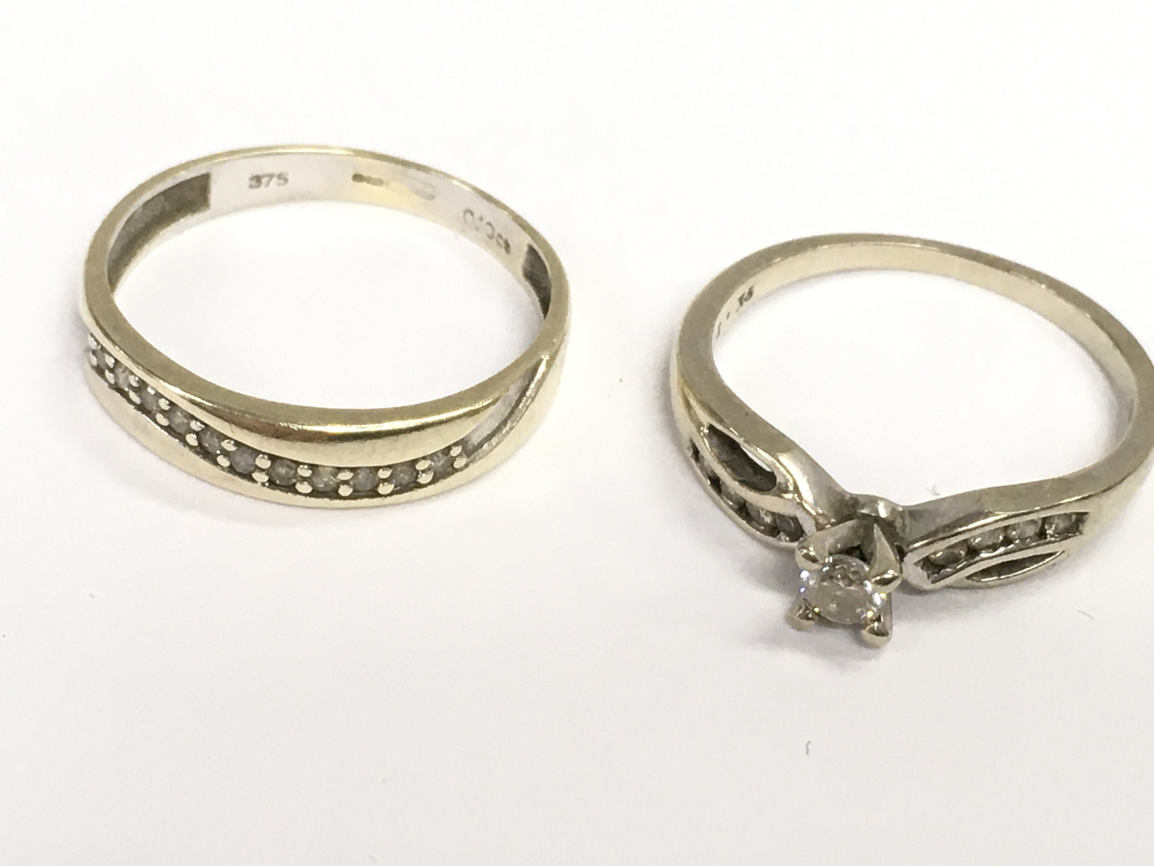 Two 9 carat white gold rings , total weight 3.6g. Sizes K and NPostage category A