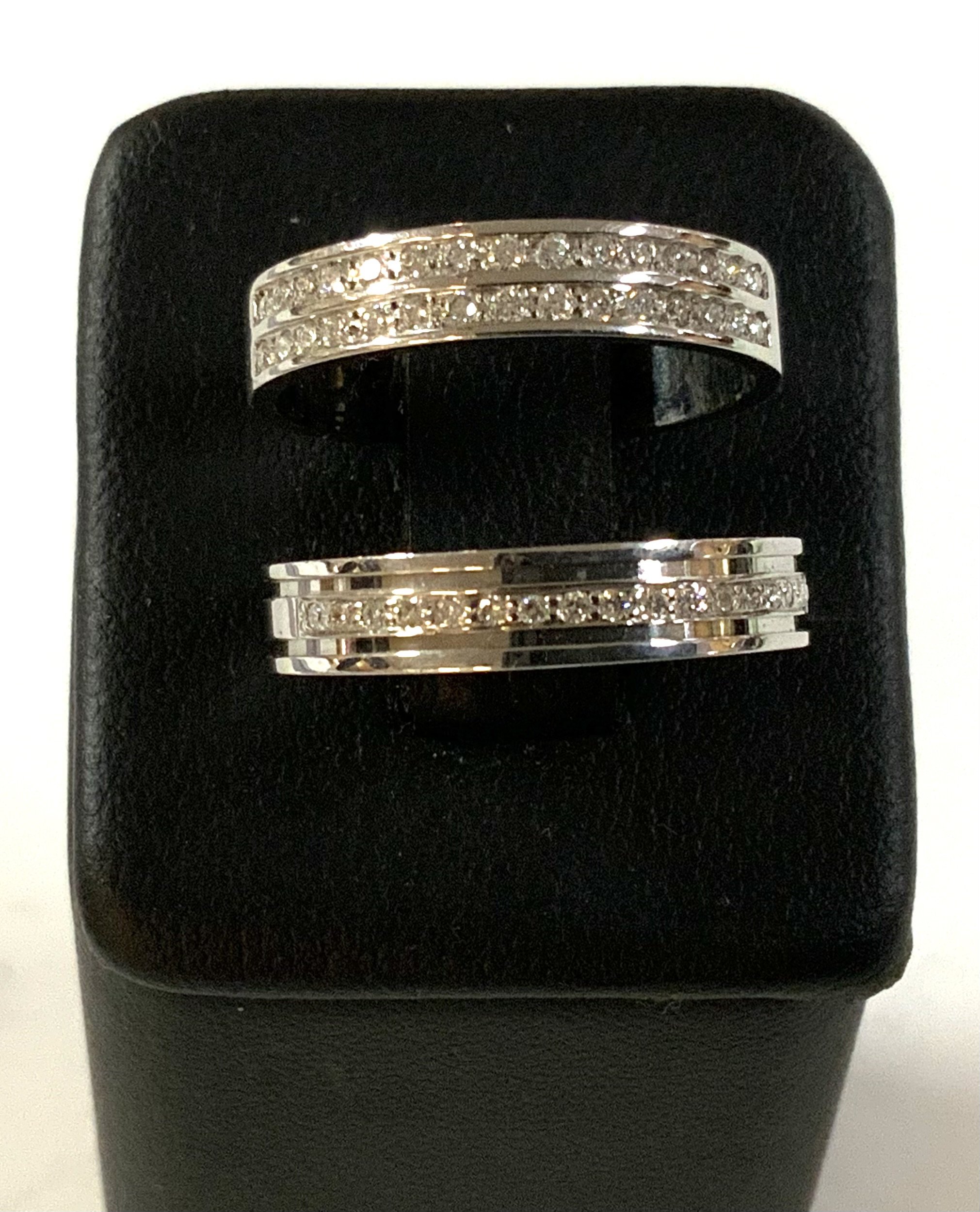 2 auction gold channel set diamond half eternity band, Size N (A)