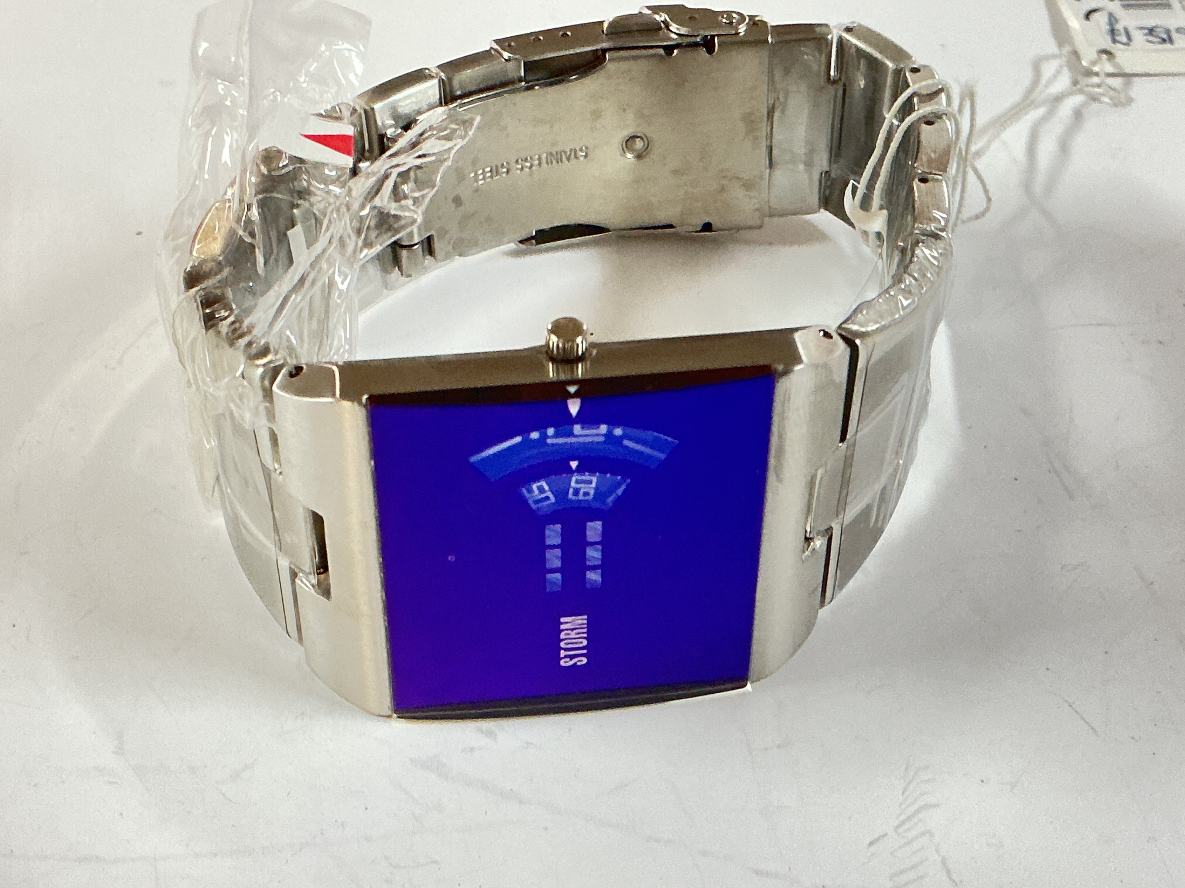 a retro blue faced gents storm watch.