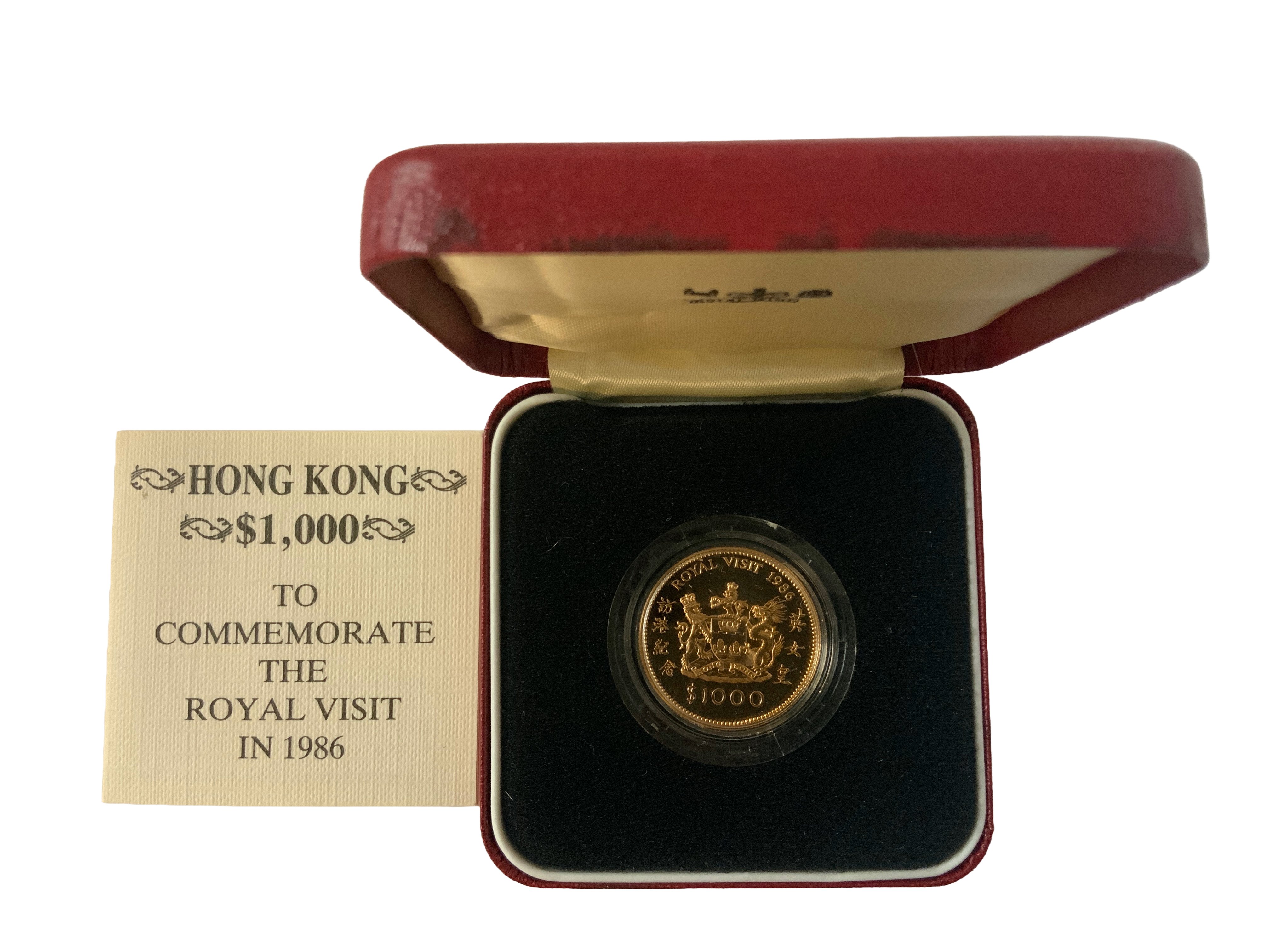 Royal Mint Issue 1986 Hong Kong $1000 gold coin, To Commemorate the Royal visit.