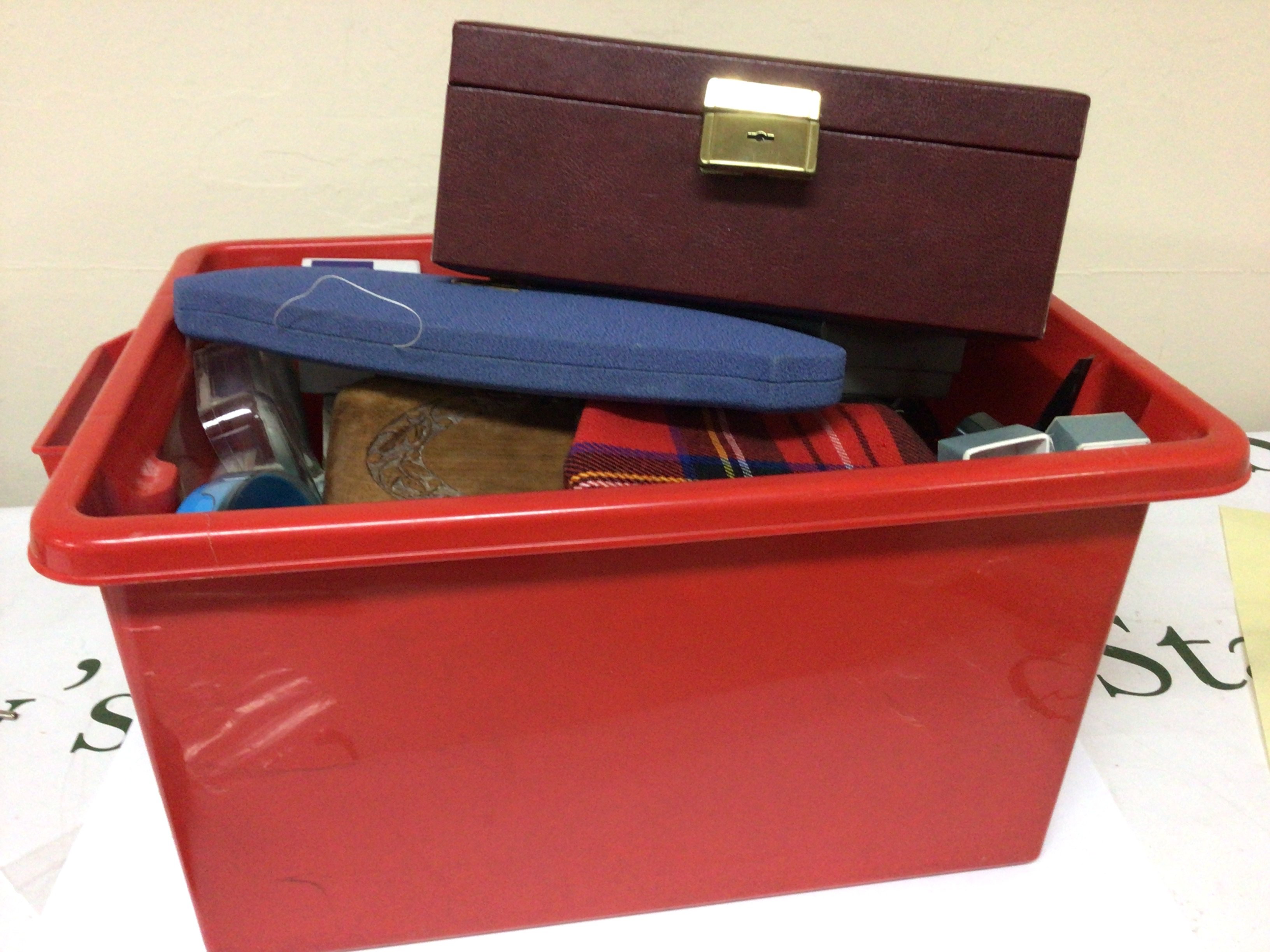 A plastic tub and jewellery box containing a large quantity of costume jewellery including some silver jewellery cultured pearls and other oddments.