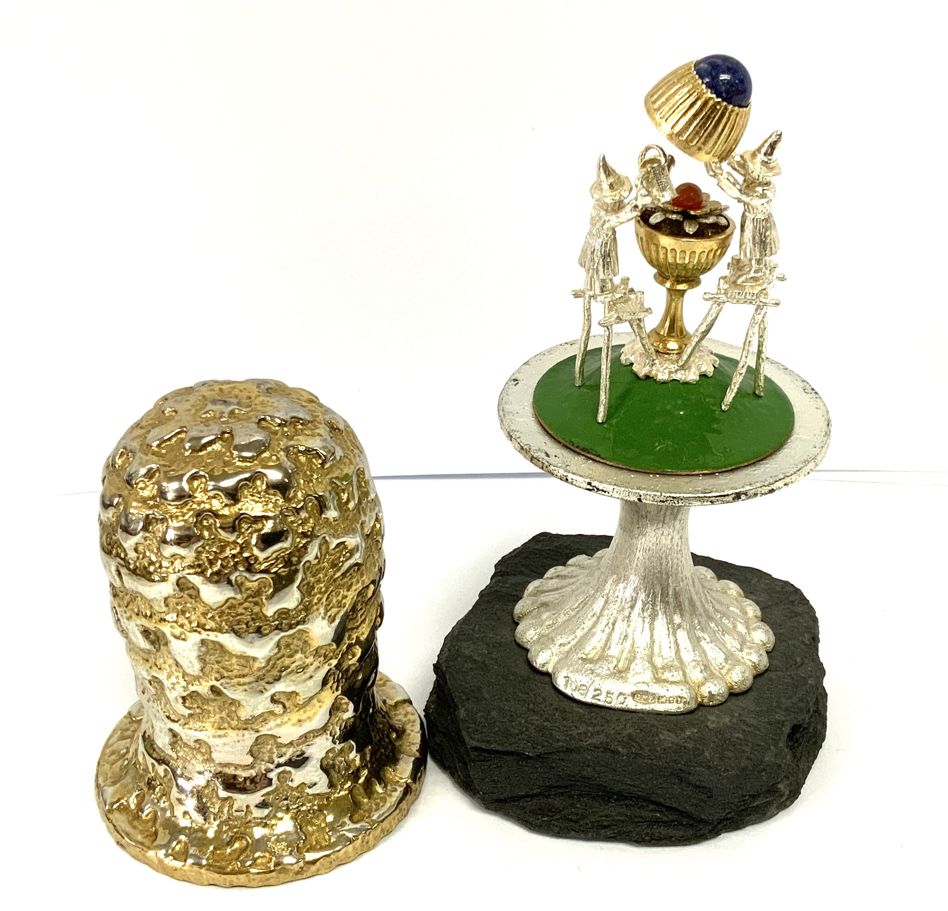 CHRISTOPHER NIGEL LAWRENCE : A silver and silver-gilt novelty surprise Easter mushroom, London 1981, limited edition numbered 108 of 250.