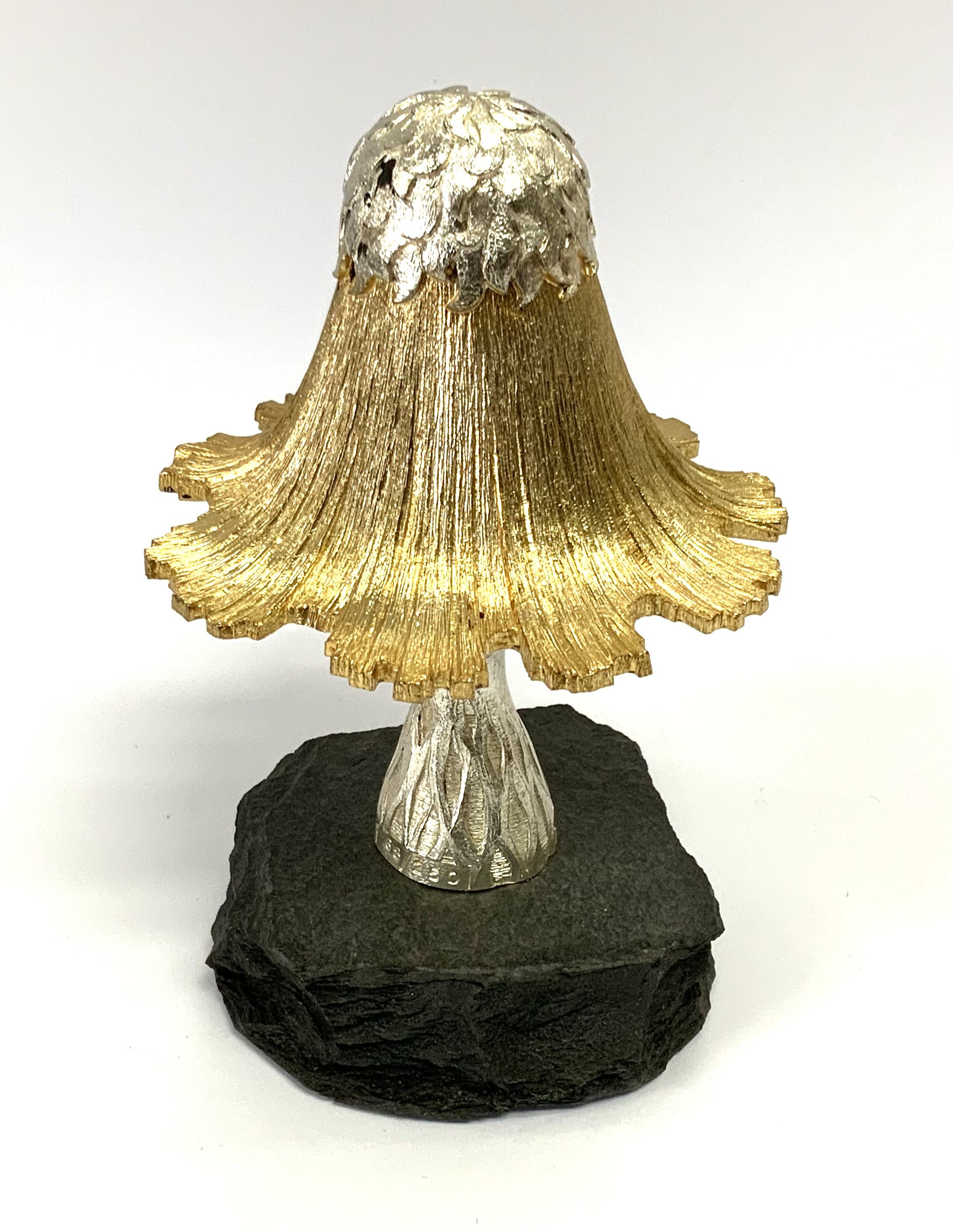 CHRISTOPHER NIGEL LAWRENCE : A silver and silver-gilt novelty surprise Easter mushroom, London 1980, limited edition numbered 68 of 250.