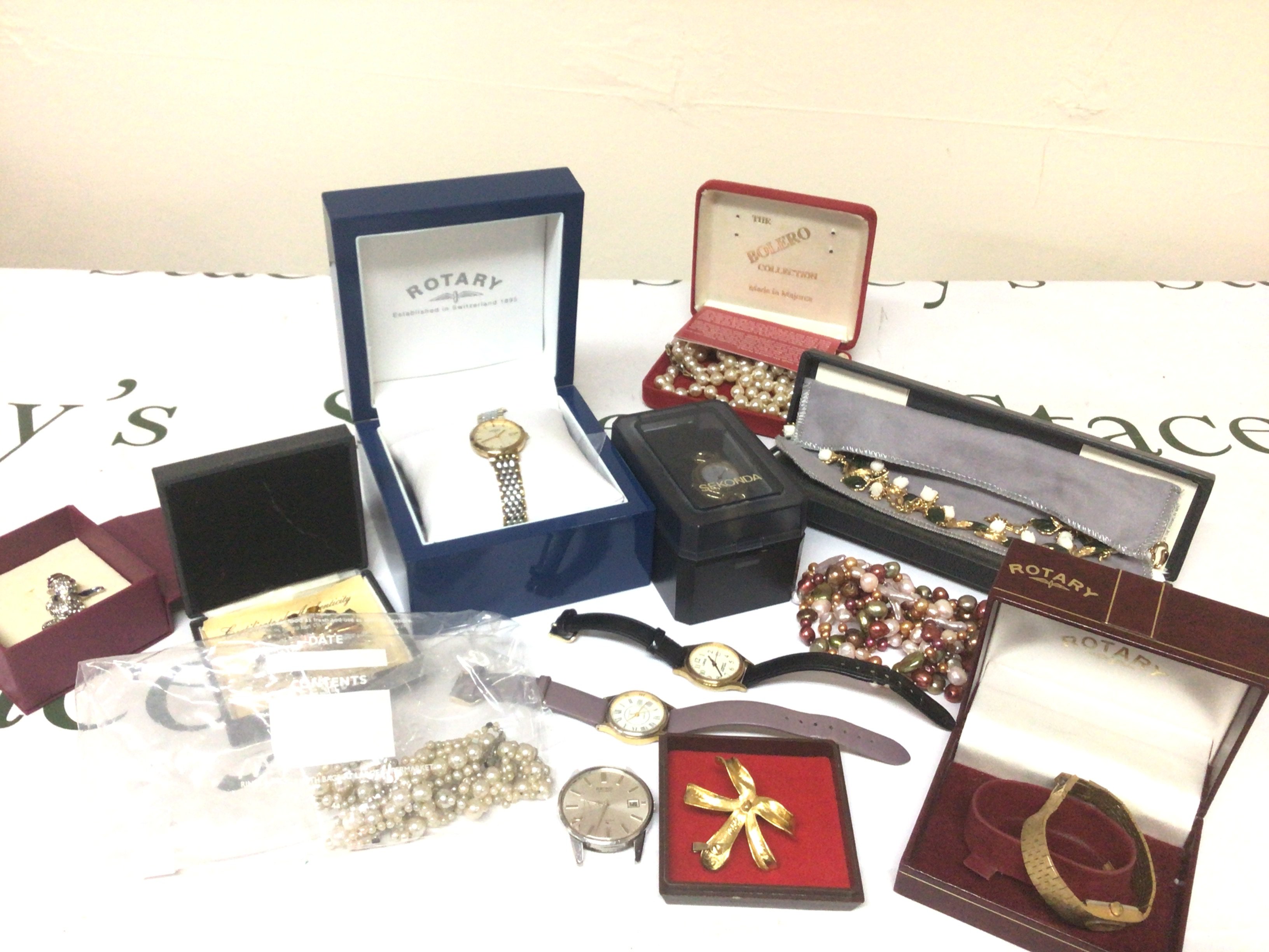 A collection of watches Rotary ladies Sekonda and others and a quantity of costume jewellery