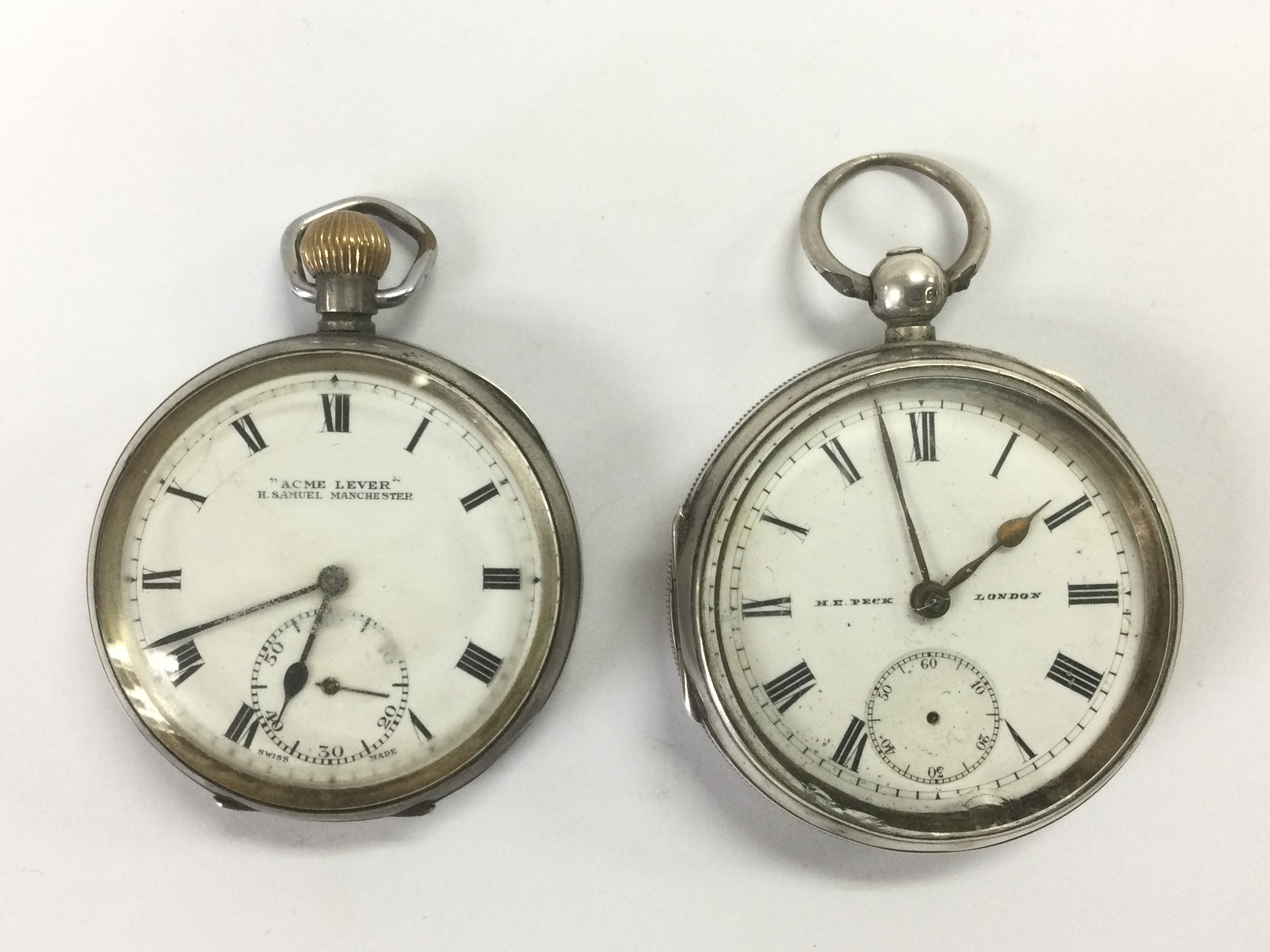Two silver pocket watches. Shipping category A.