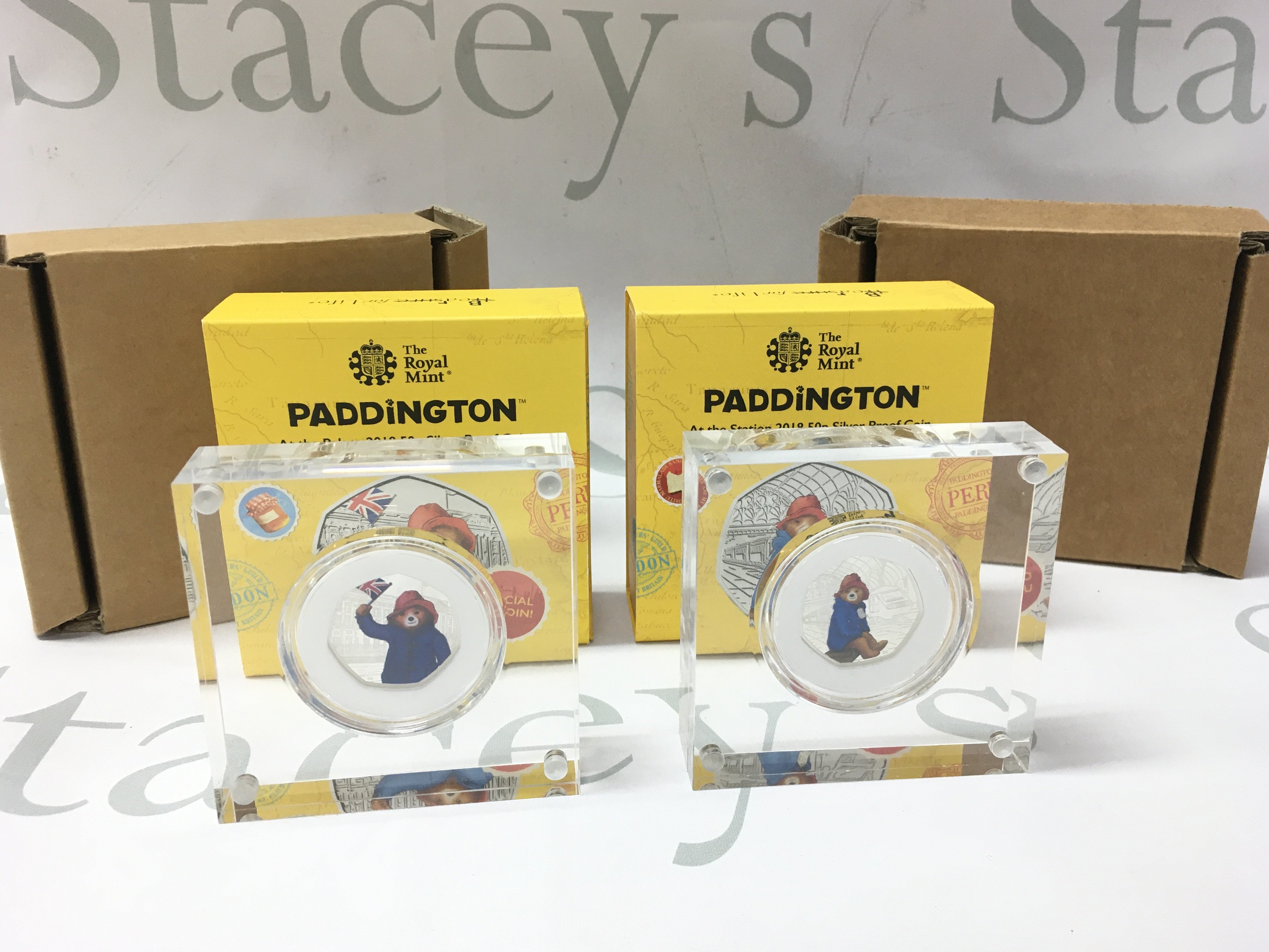 Two Paddington boxed 2018 50p silver proof coins . Postage category B
