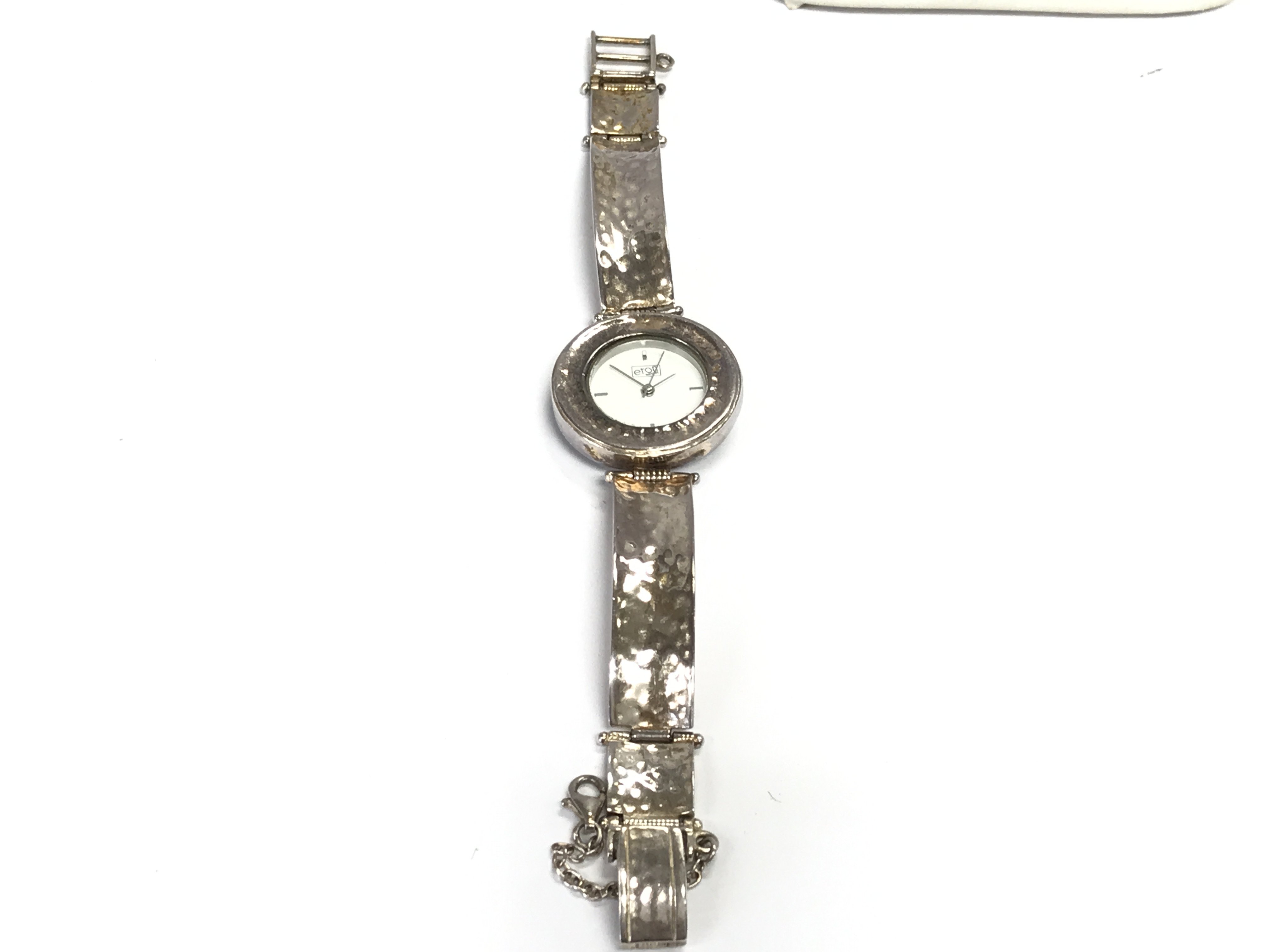 A sterling silver ladies watch by Eton with box. Postage B