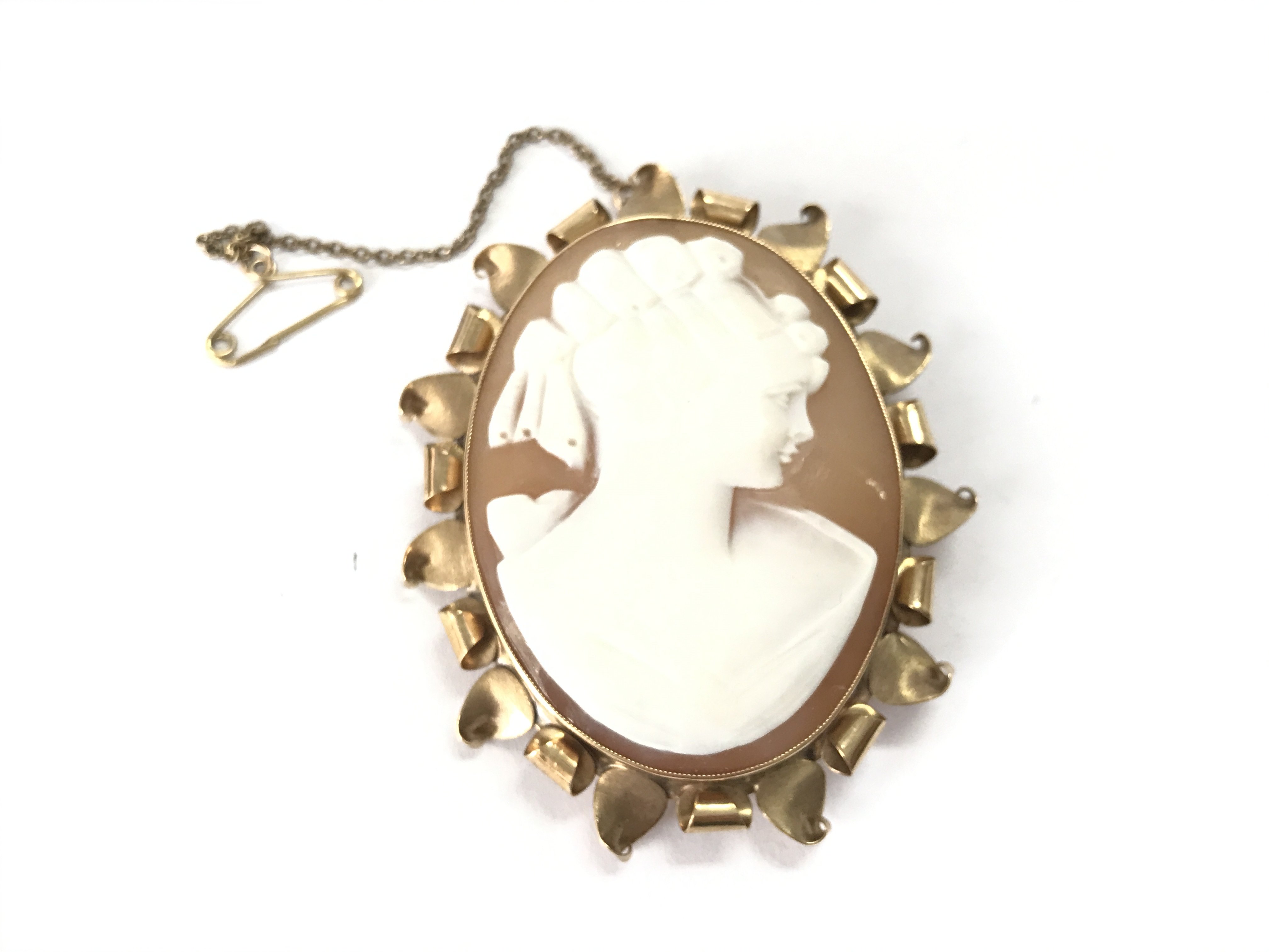 A 9ct gold cameo brooch. 14.38g