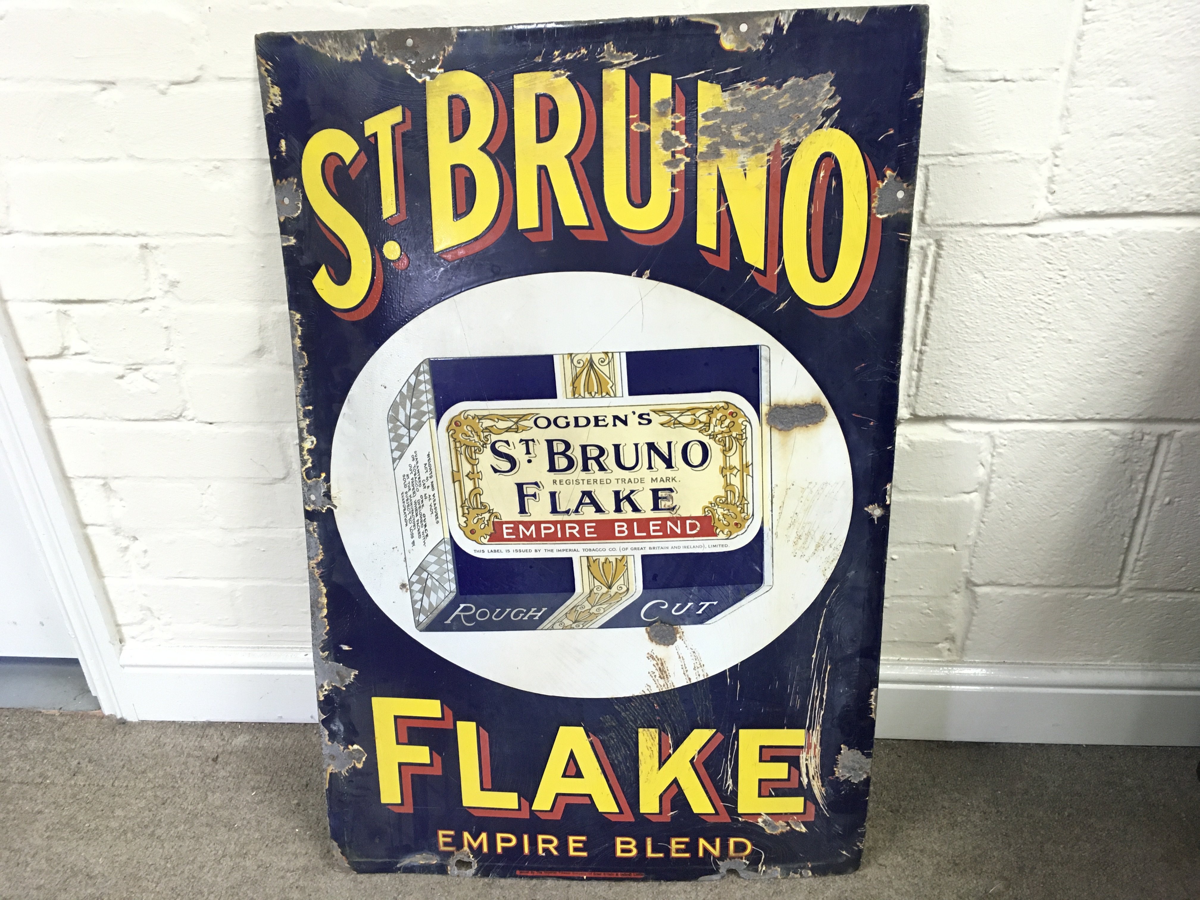 St. Bruno Flake Enamel sign.24 x 36 inches approximately