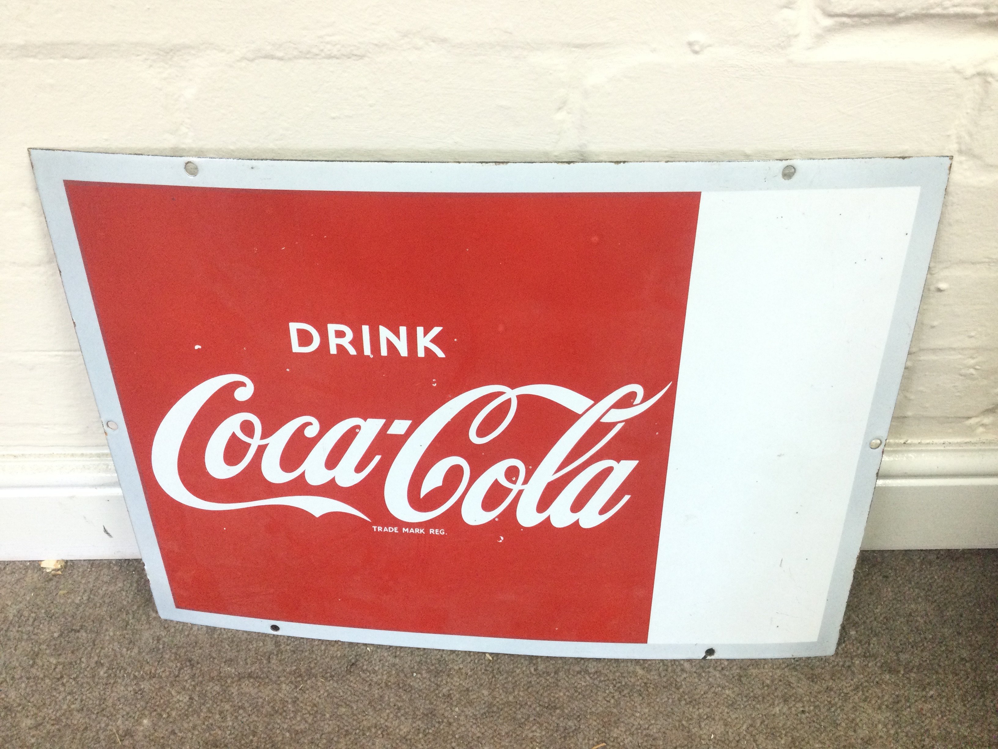 Drink Coca Cola enamel sign 22 x 17 approximately