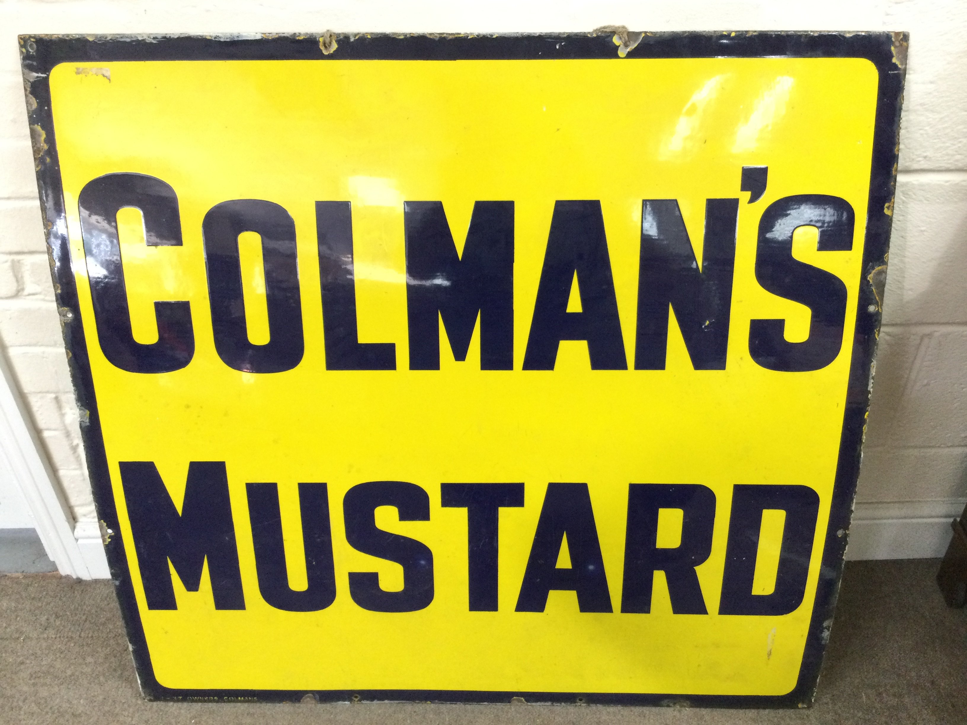COLMANS MUSTARD ENAMEL SIGN 38 x 36 inches approximately