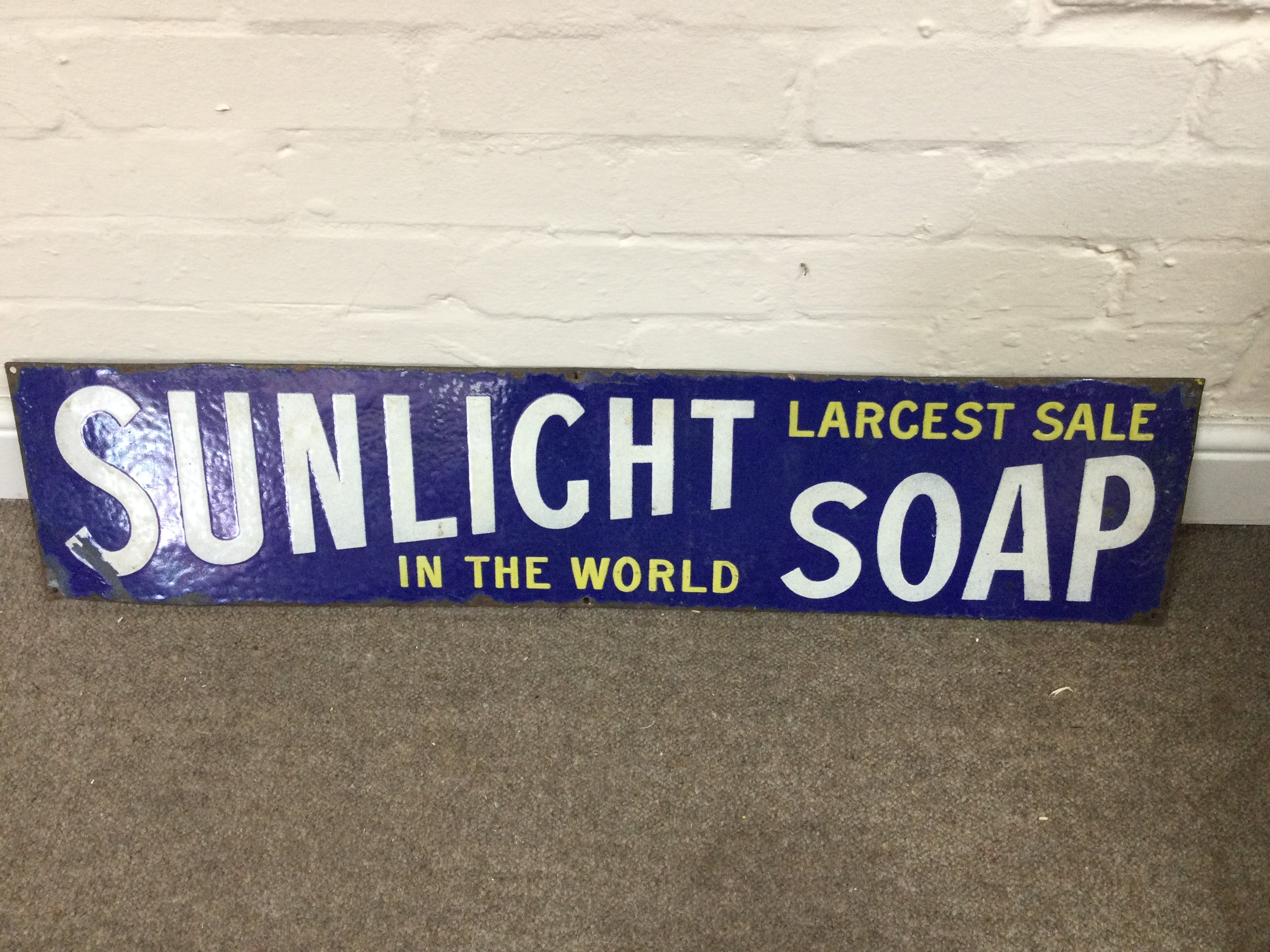 Sunlight soap enamel sign 36 x 8 inches approximately