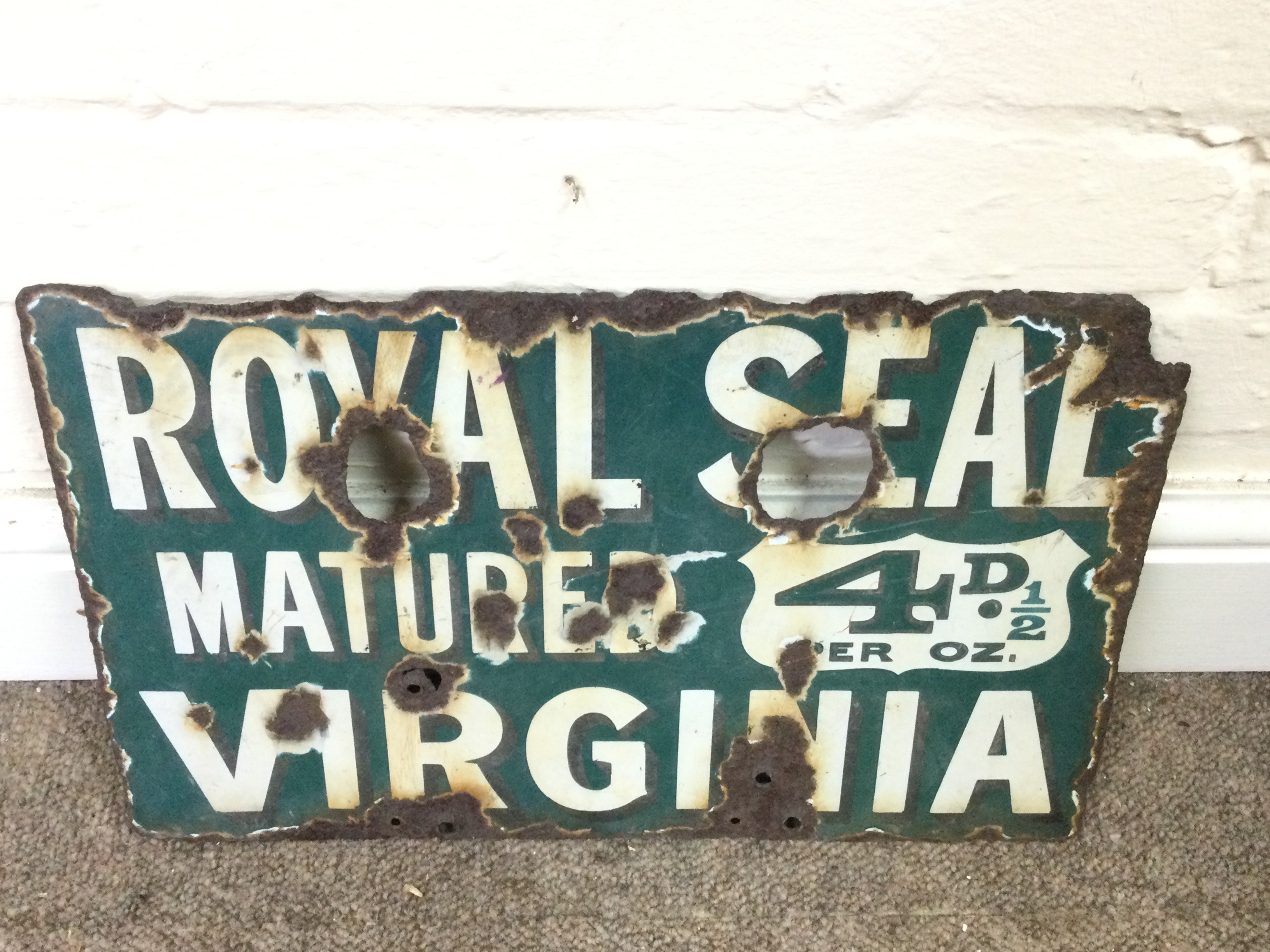 A double sided Royal seal sign. 16 x 10 inches approximately