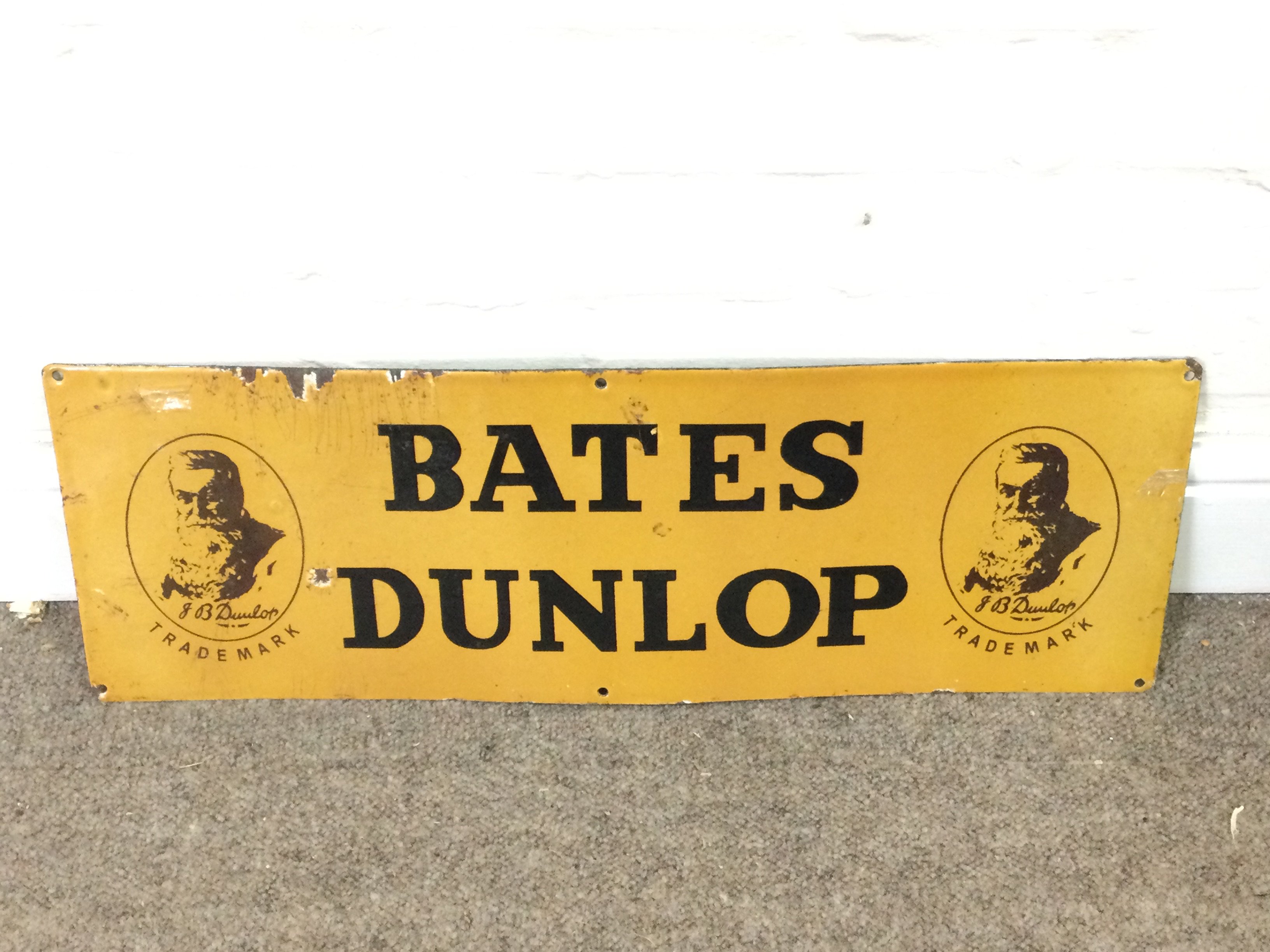 Bates Dunlop Steel & Enamel Sign 23.5 x 8.5 inches