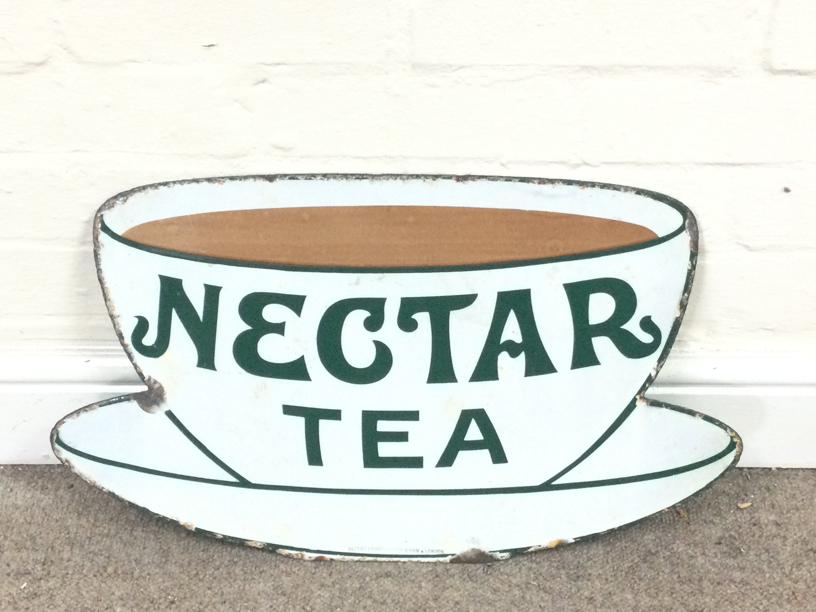 Vintage Nectar Tea Enamel Sign 21 x 12.5 inches