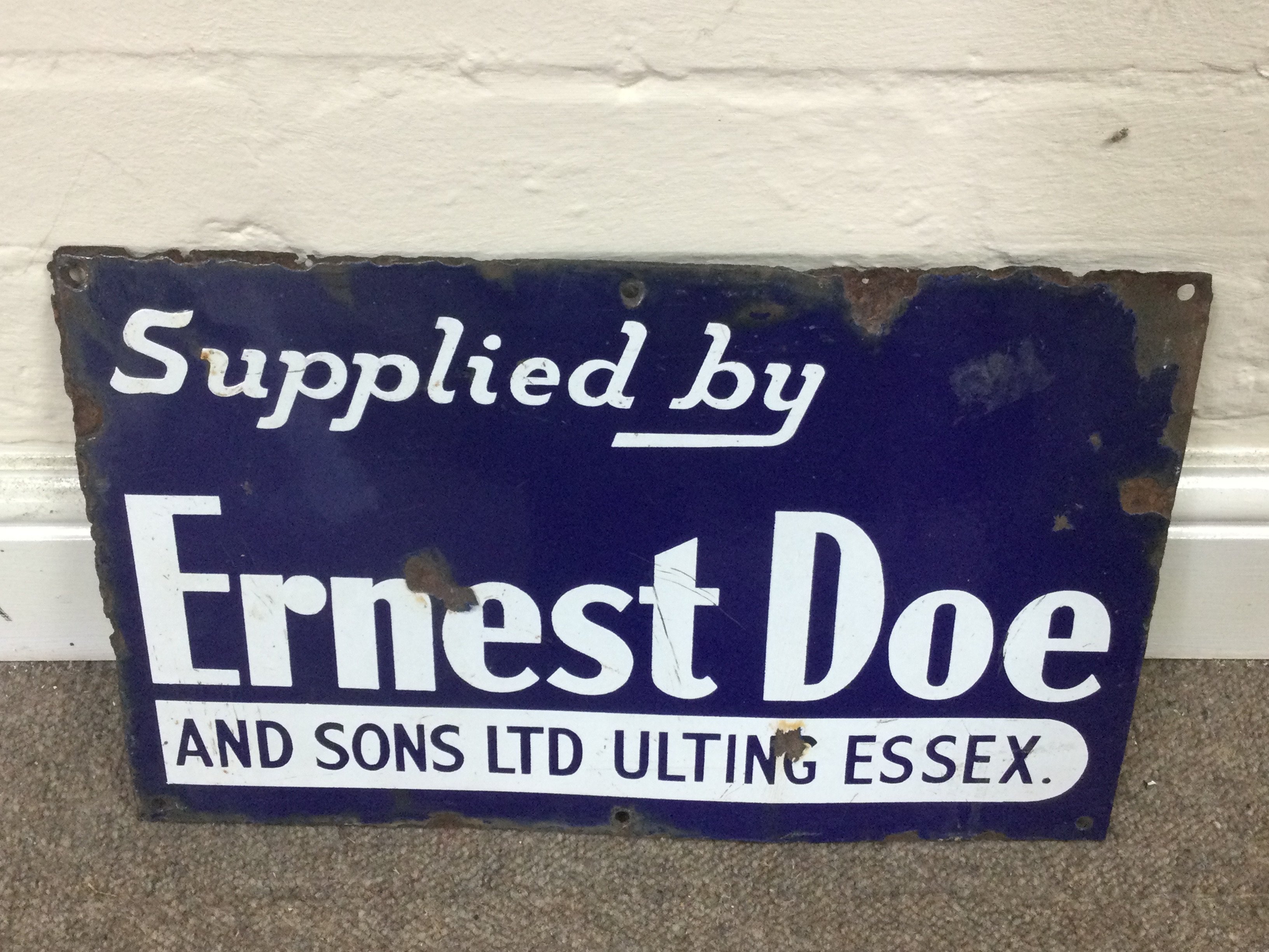 Ernest Doe and Sons advertising sign. 16 x 10 inches approximately