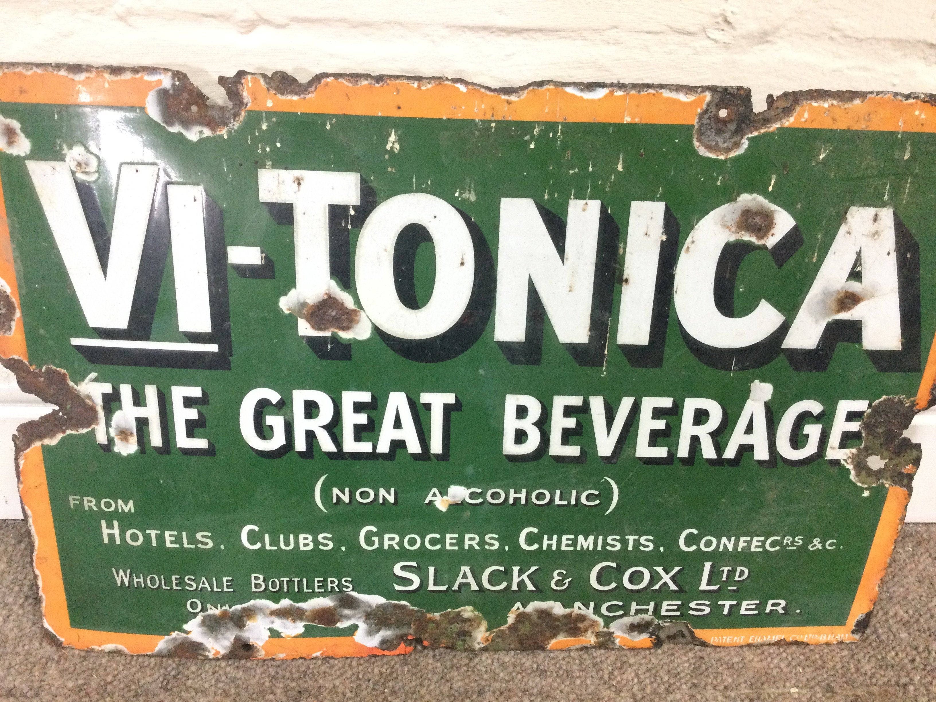 Vi-Tonica the great beverage advertising sign 18 x 12 inches approximately