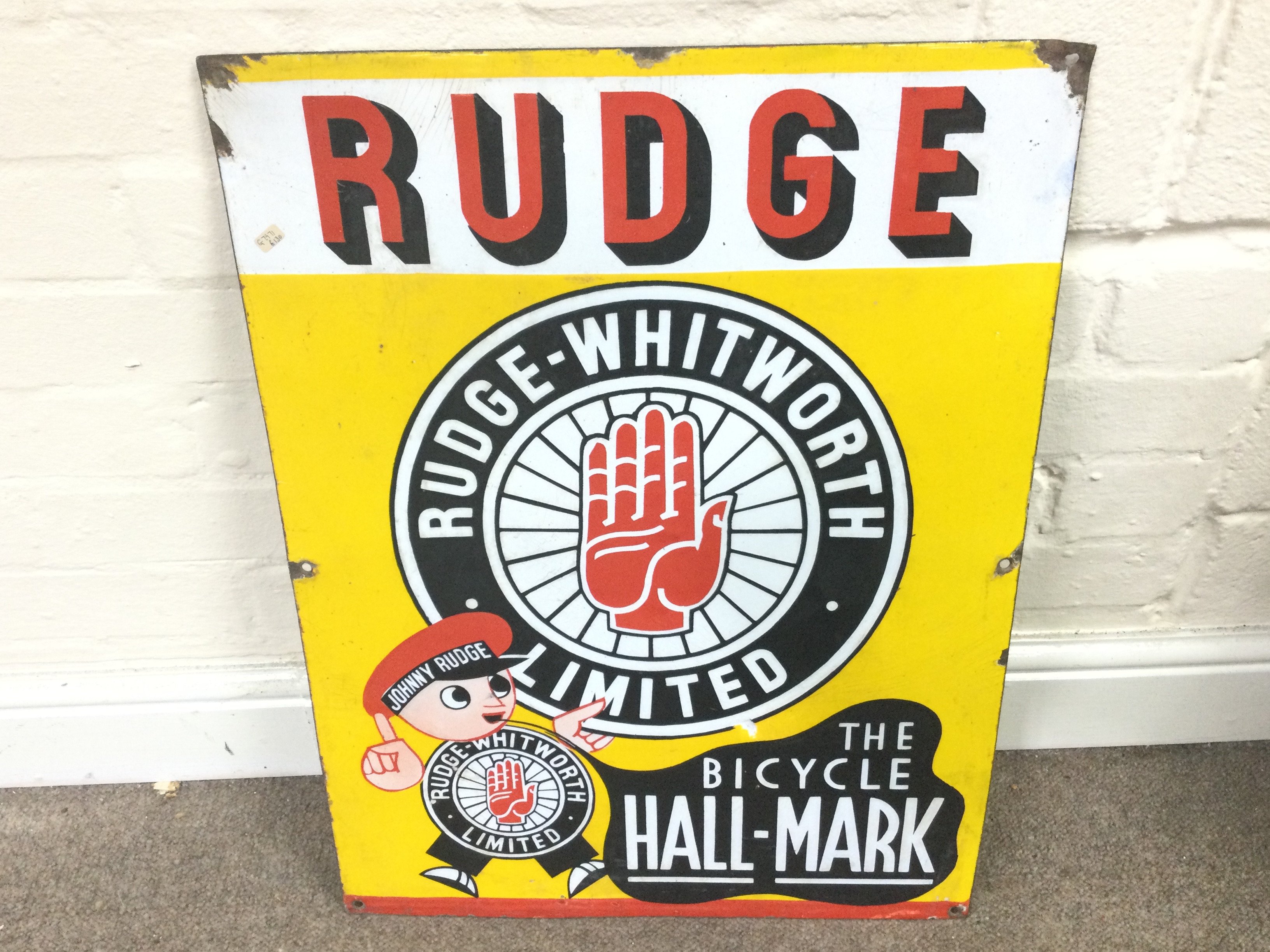 A Rudge-Whitworth Bicycles enamel sign 18 x 24 inches