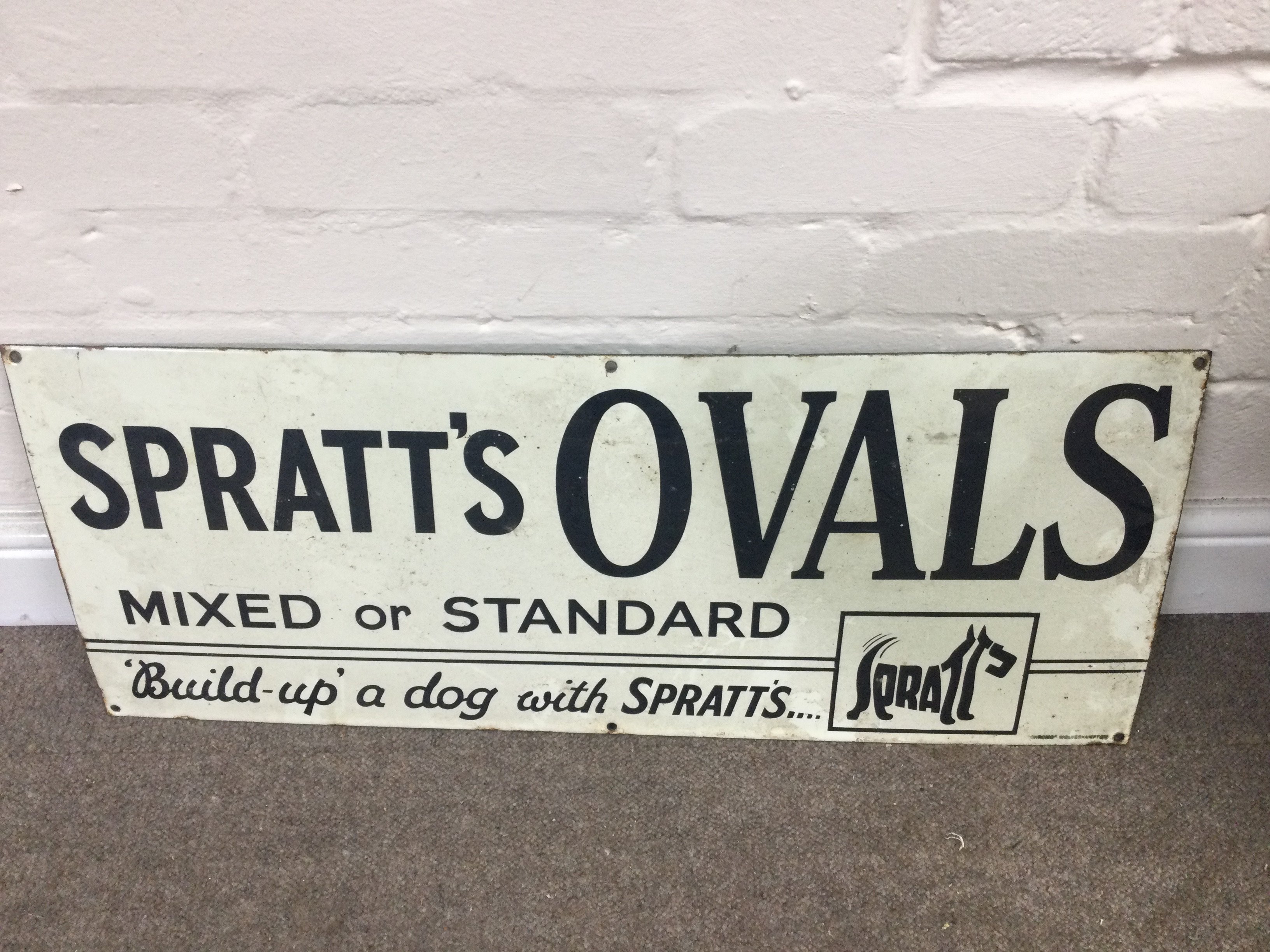 Spratt's Ovals enamel advertising sign 30 x 12 inches approximately