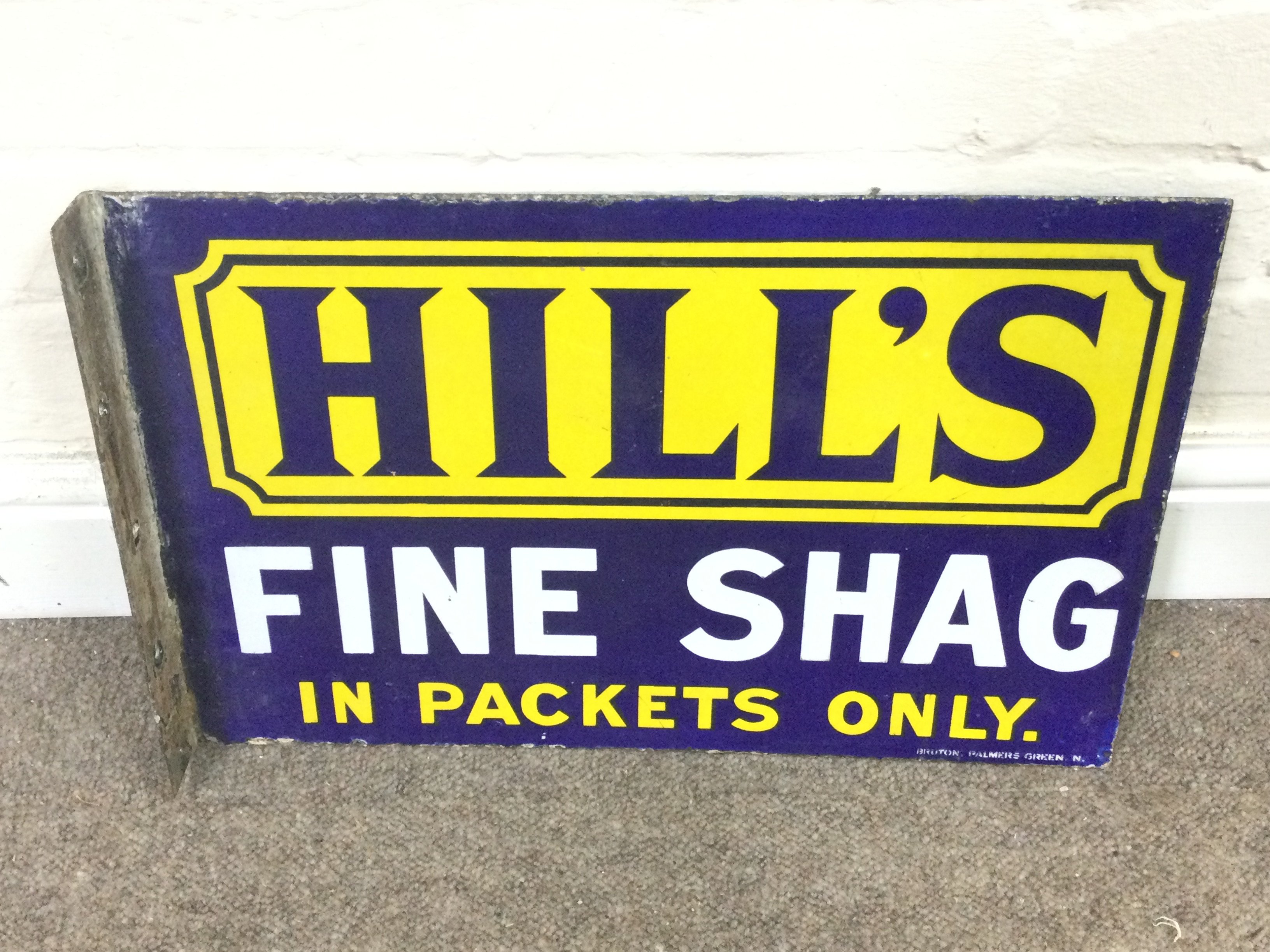 Hills fine shag double sided flanged sign. 18.5 x 12 inches approximately