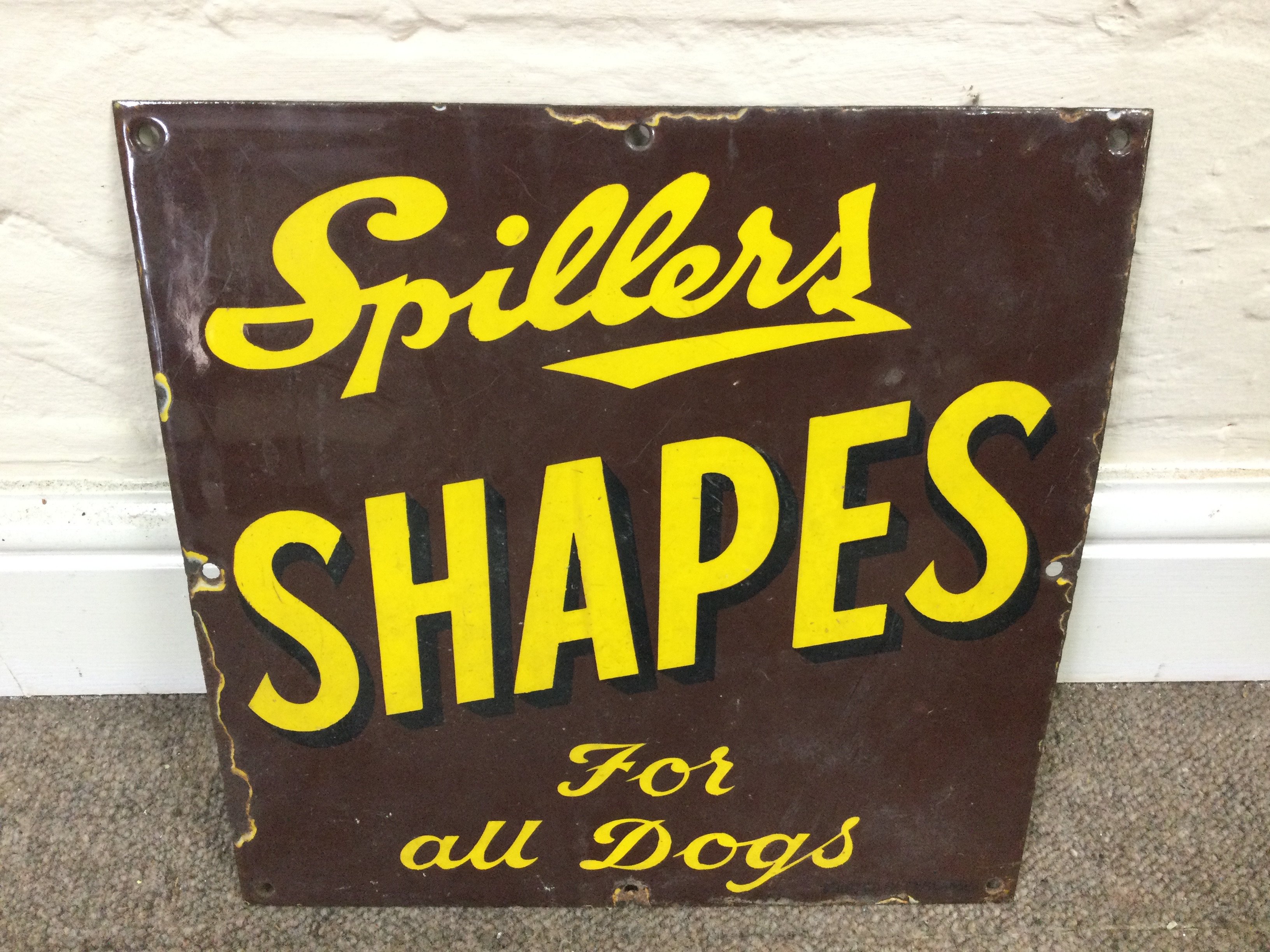 Spillers Shapes for All Dogs Sign. 12 x 12 inches approximately