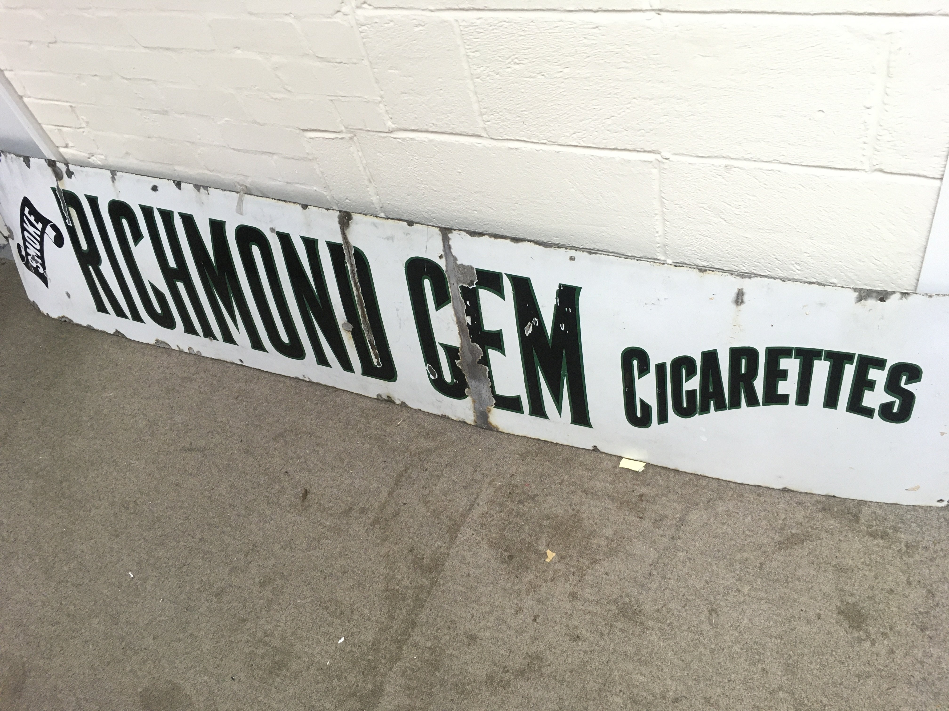 A LARGE RICHMOND GEM ENAMEL SIGN Approximately 102 x 21 inches