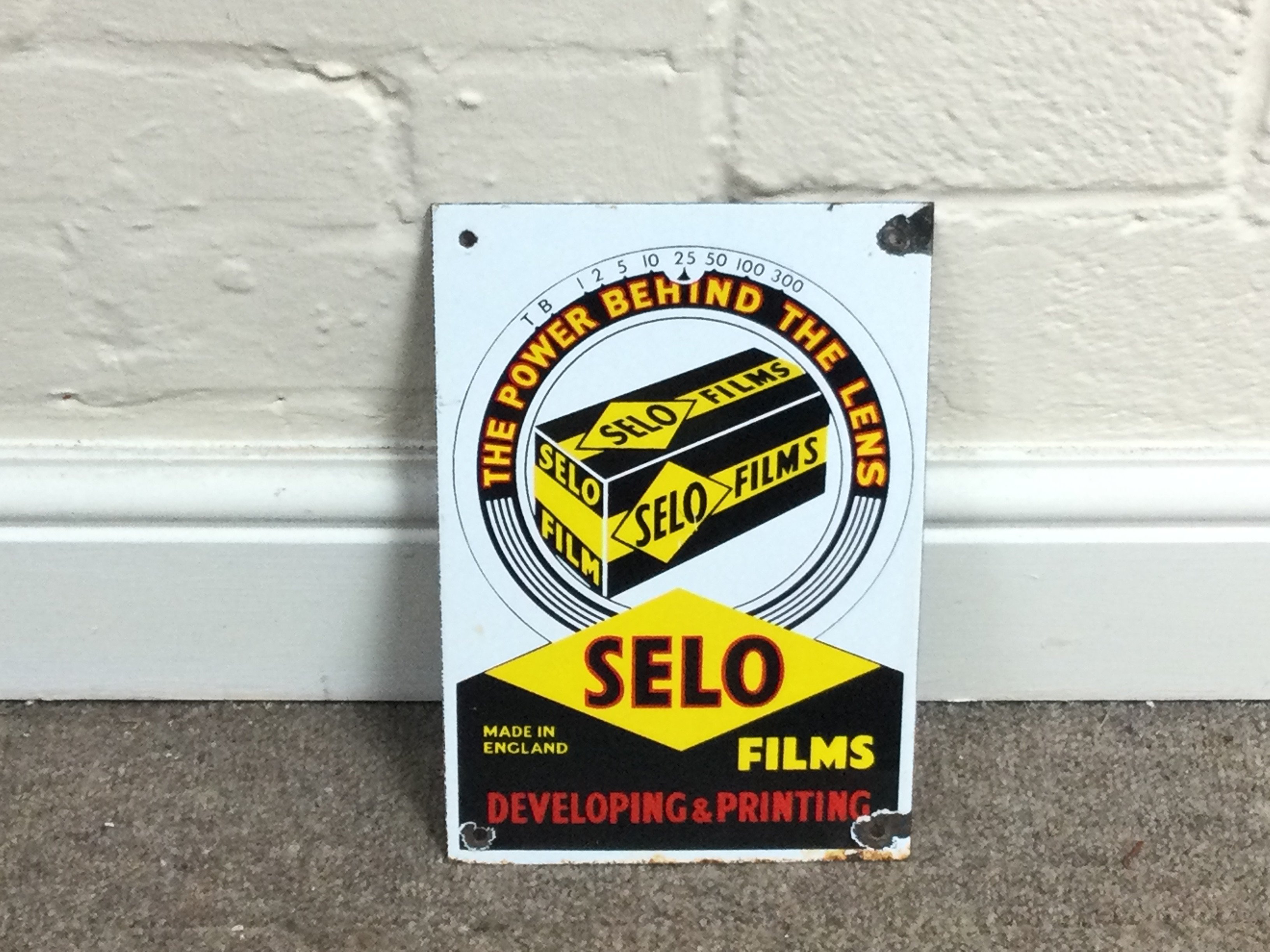 Selo Camera Film Advertising Sign 7 x 10 inches approximately