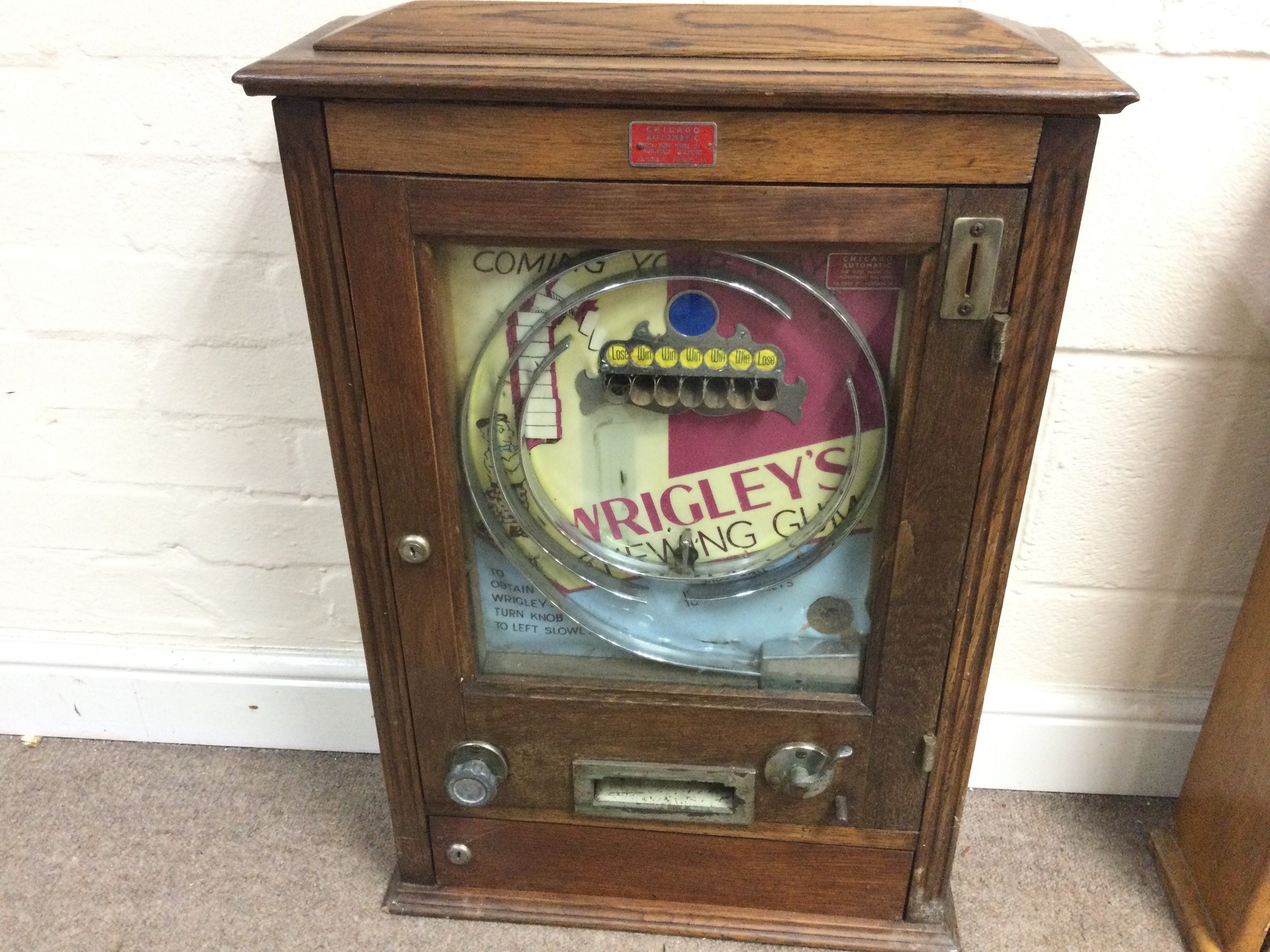 Vintage Wrigley's Chewing Gum Vending Machine 20 x 30 x 7 inches approximately