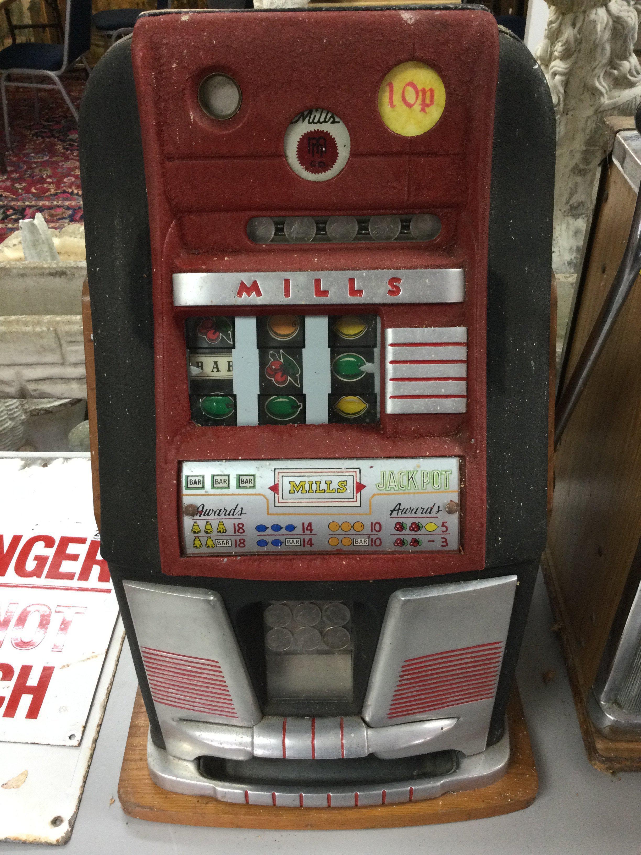 Mills 10p High Top Slot Machine Circa 1940 16 x 26 x 16 inches approximately