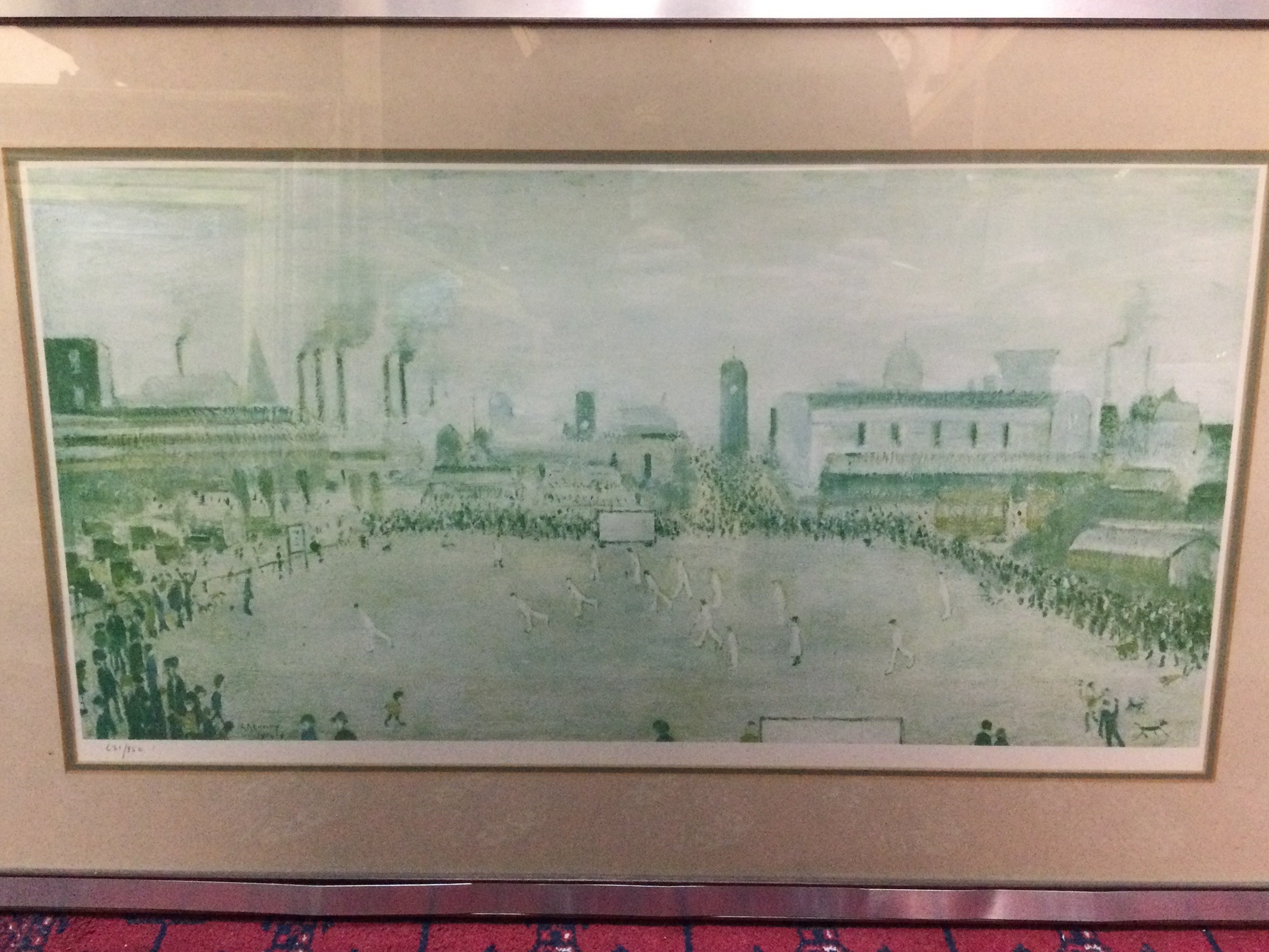 Three framed L.S Lowry prints , two limited edition. Frame sizes 86x54cm & 60x66cm