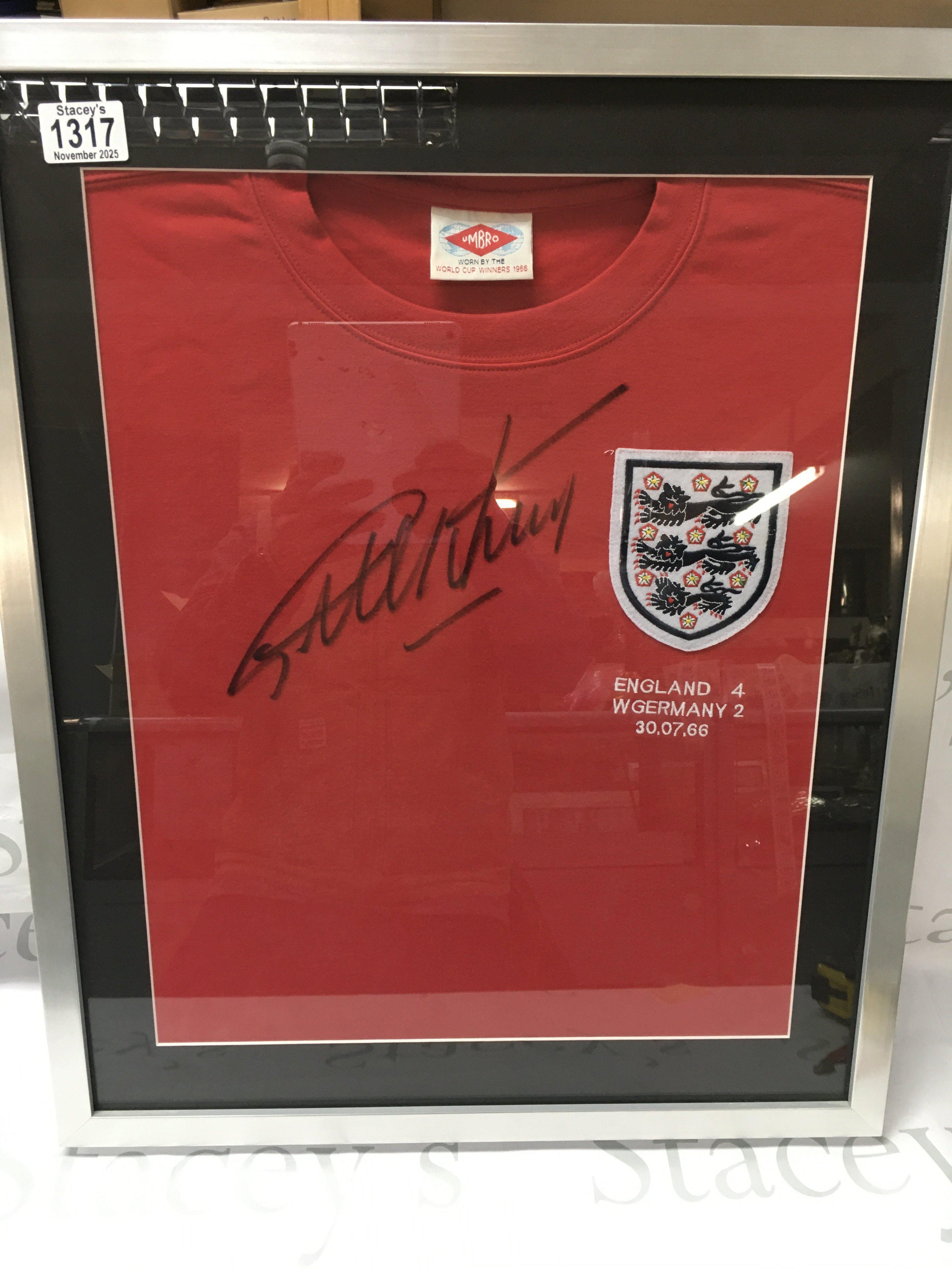 Geoff hurst signed 1966 England football shirt with the certificate of authenticity.
