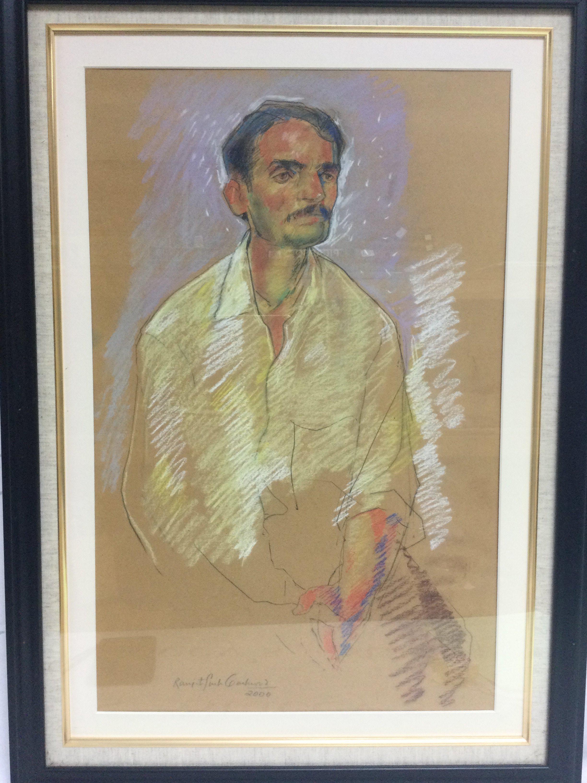 A framed Ranjitsinh Gaekwad pastel portrait . Frame size 50x70Cm approximately.This lot cannot be posted
